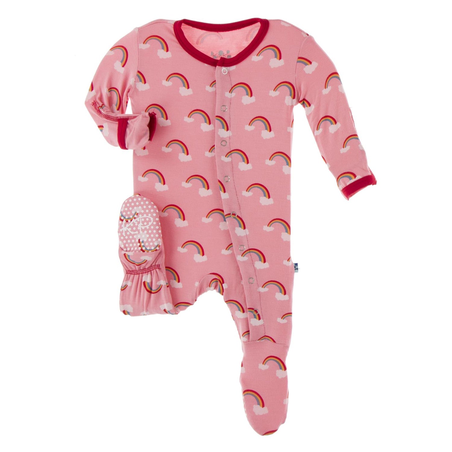 Print Footie with Snaps in Strawberry Rainbows (209715)