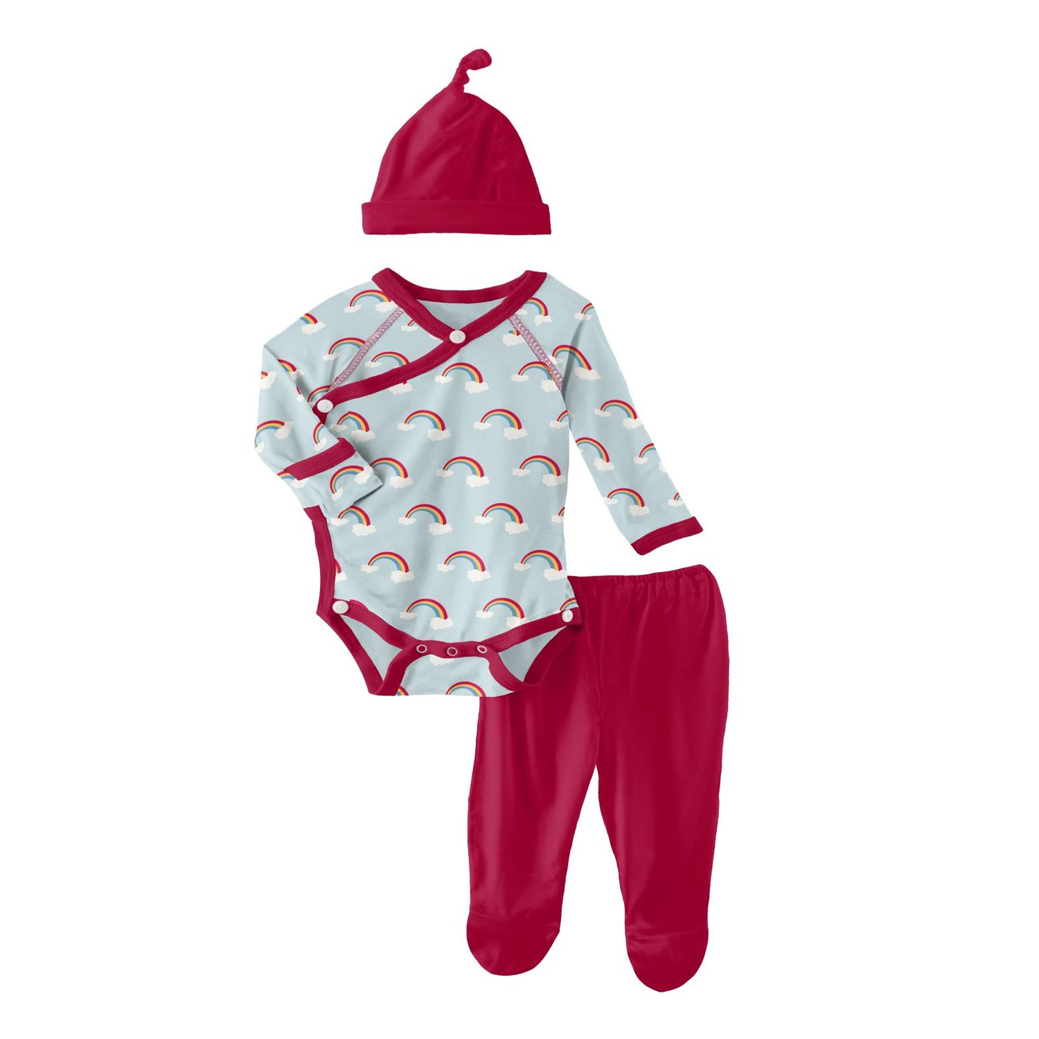 Kimono Newborn Gift Set with Elephant Box in Spring Sky Rainbows (209716)