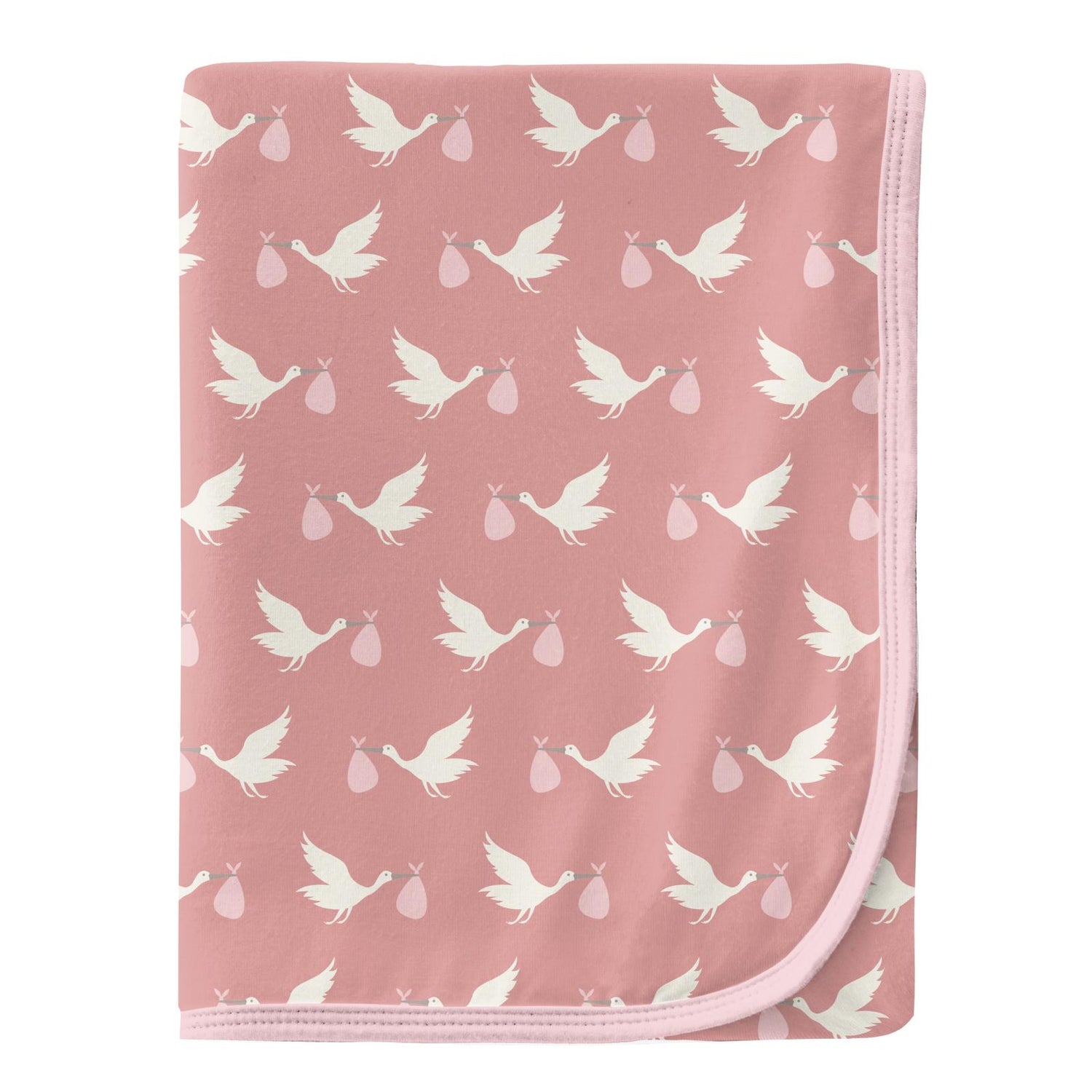 Print Swaddling Blanket in Blush Stork (209721)
