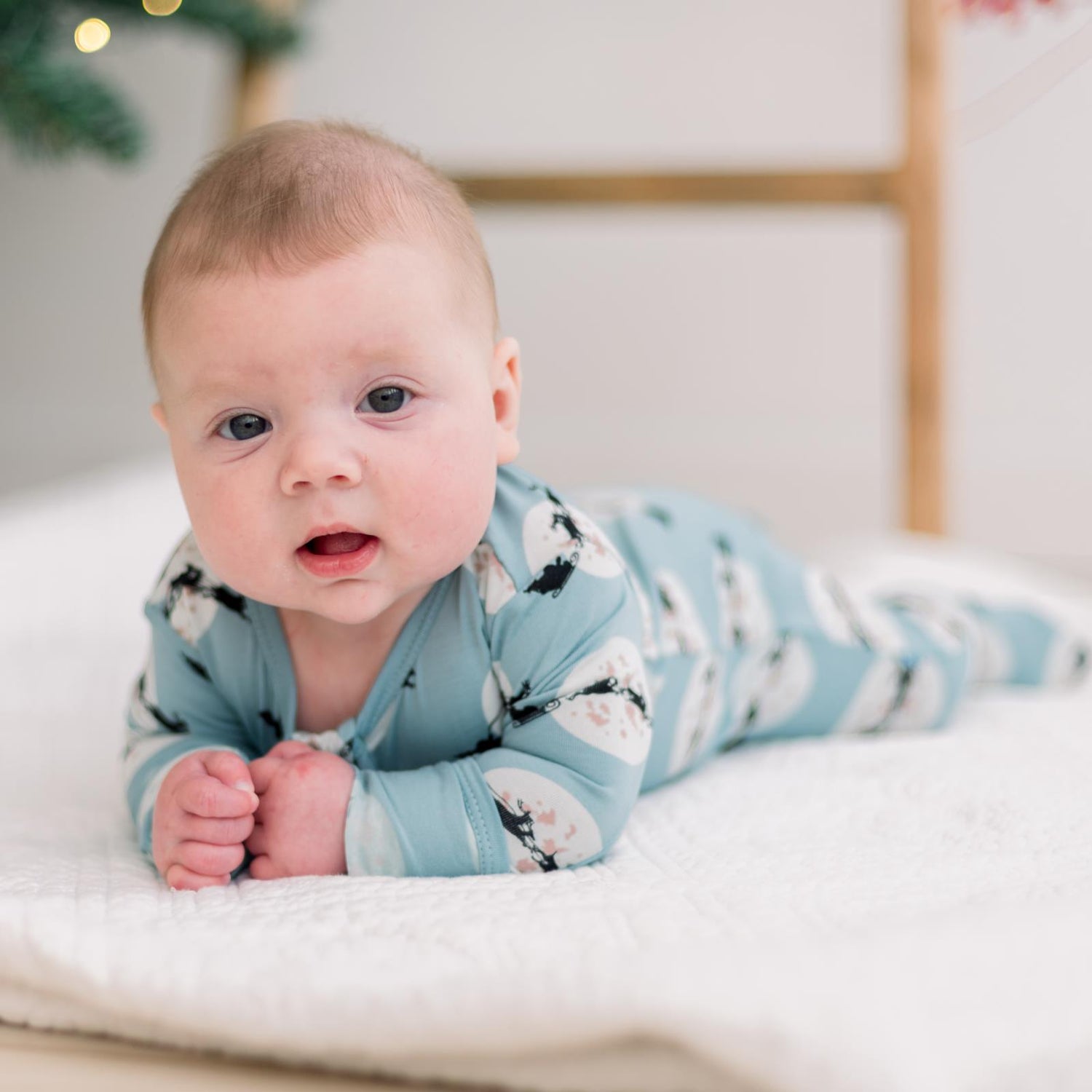 Print Footie with 2 Way Zipper in Stormy Sea Santa's Sleigh (366558)