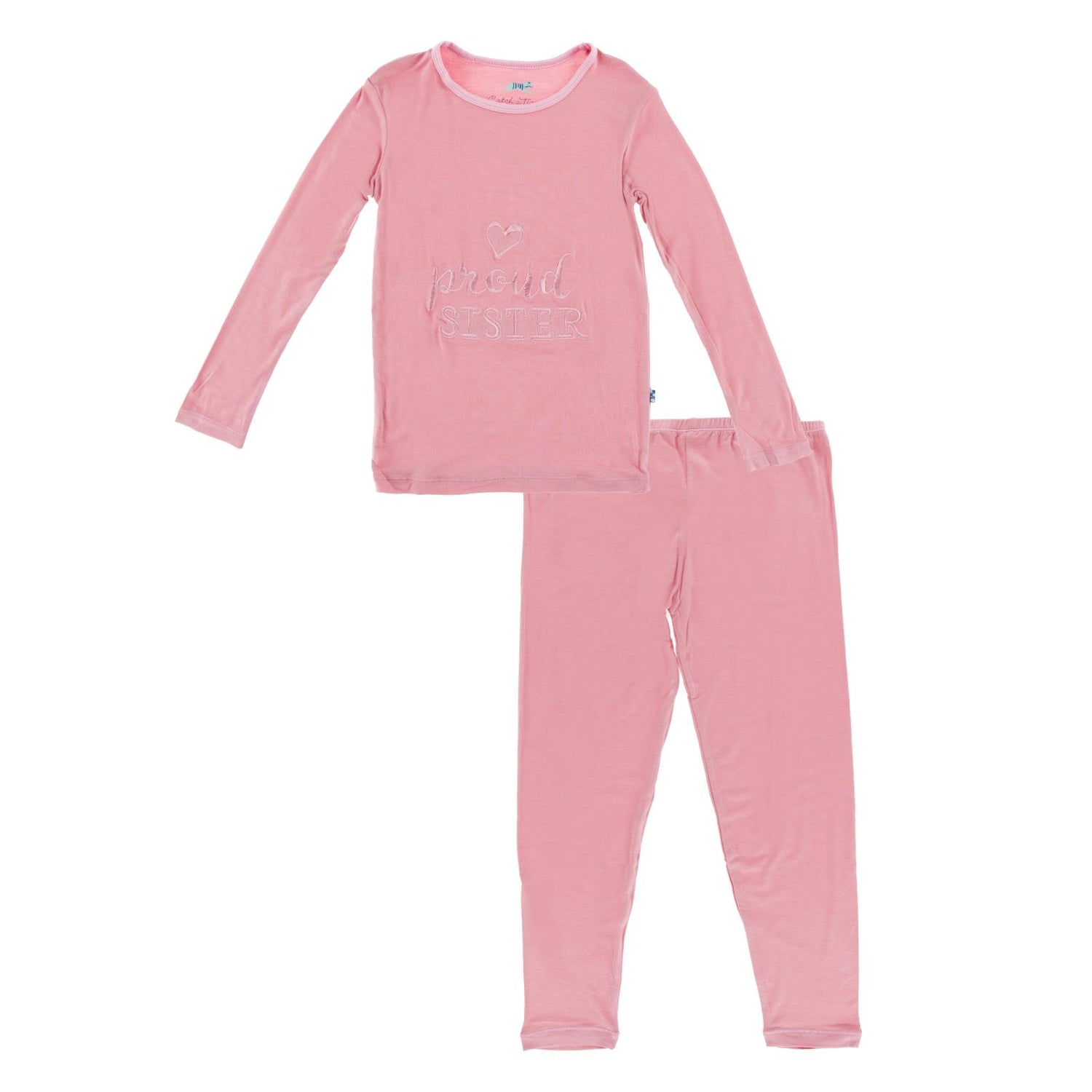 Holiday Long Sleeve Applique Pajama Set in Desert Rose Proud Sister (353859)