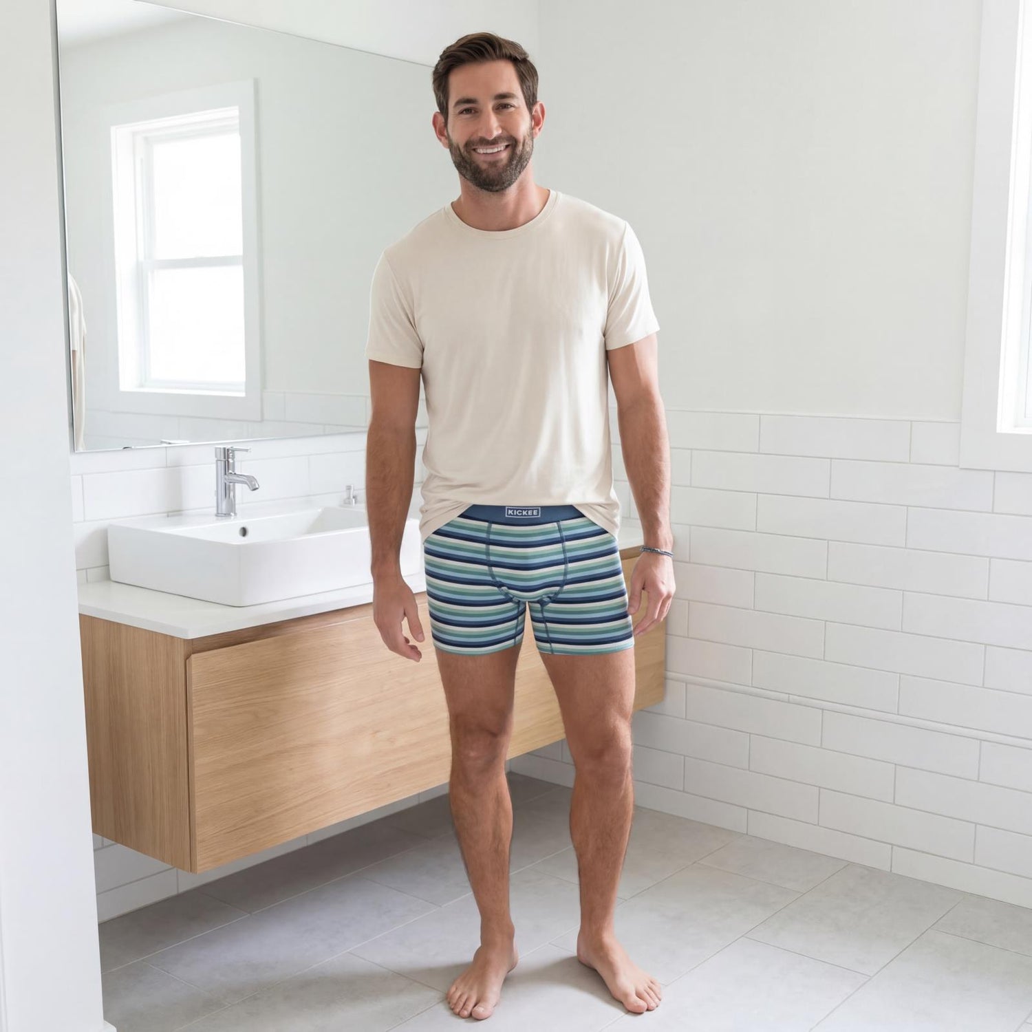 Men's Print Boxer Brief in Denim Stripe (378190)