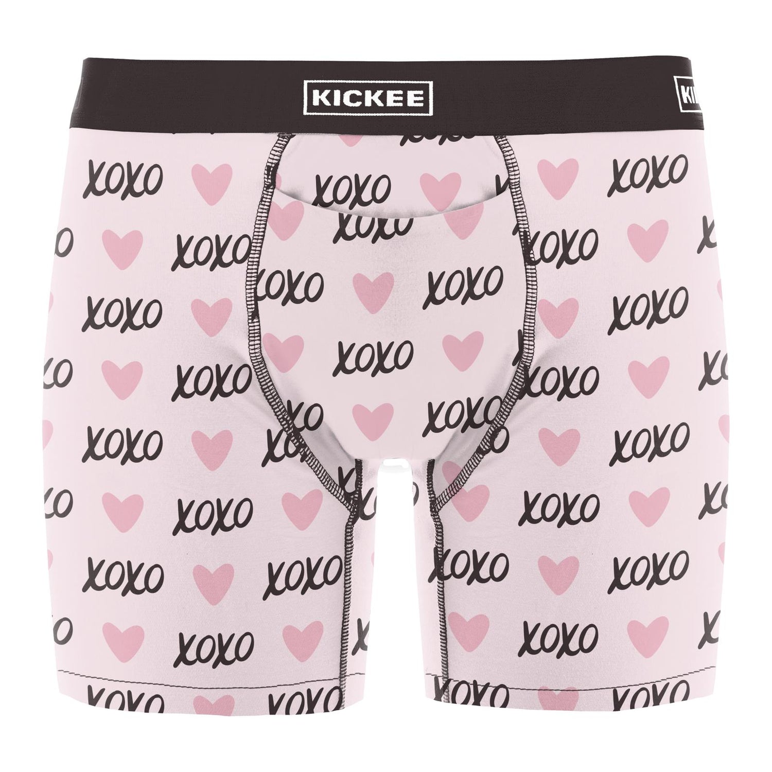 Men's Print Mid-Length Boxer Brief with Top Fly in Shrinking Violet XOXO (312705)