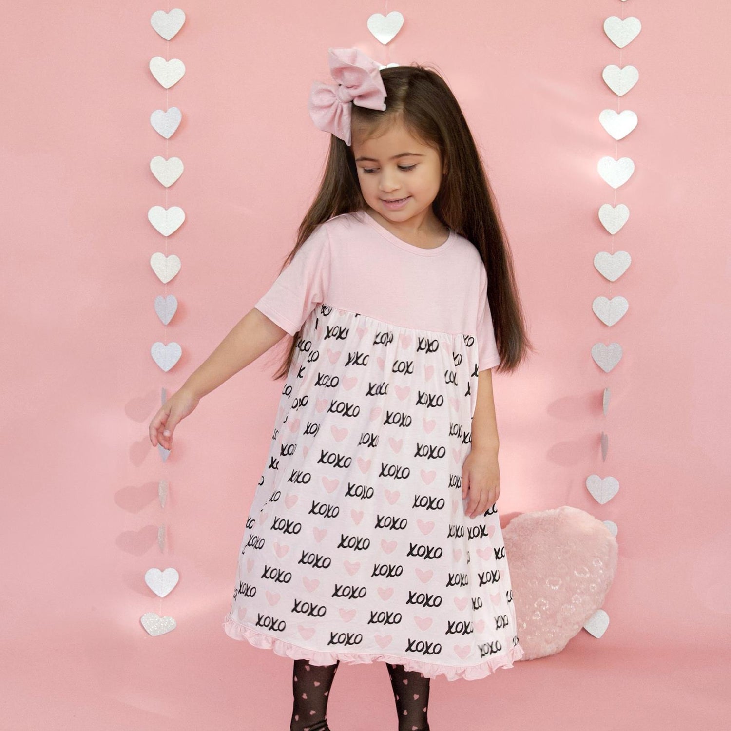 Print Short Sleeve Swing Dress in Shrinking Violet XOXO (359859)