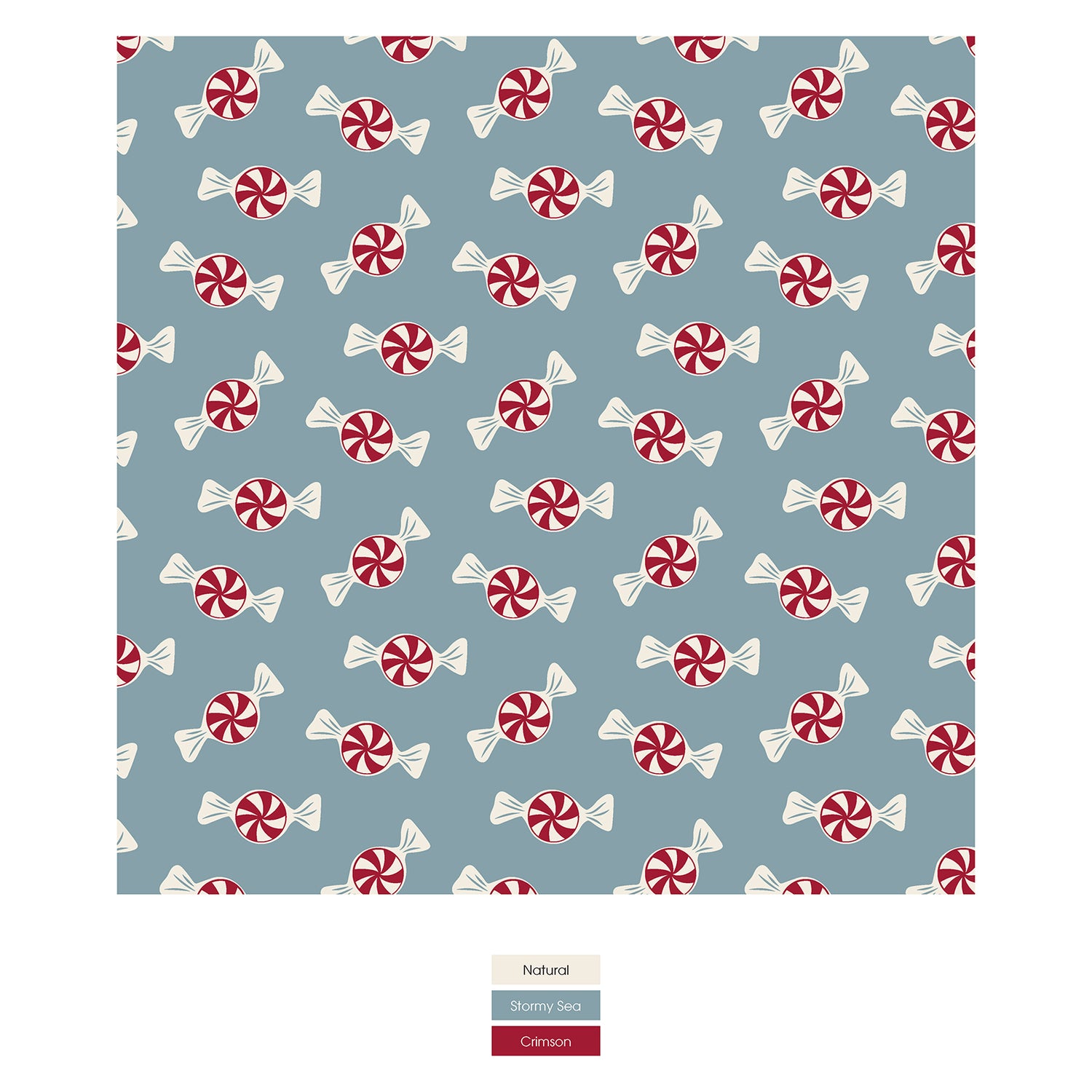 Women's Print Long Sleeve Collared Pajama Set in Stormy Sea Peppermints (303334)