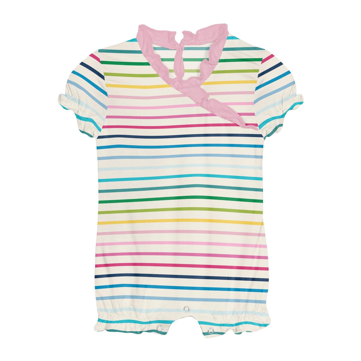 Print Ruffle Romper in Happy Stripe (356432)