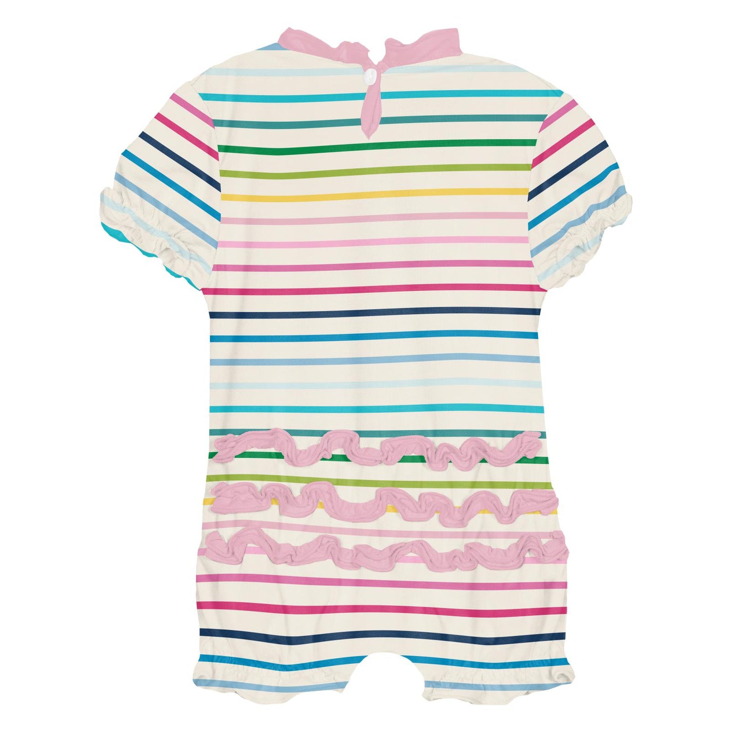 Print Ruffle Romper in Happy Stripe (356433)