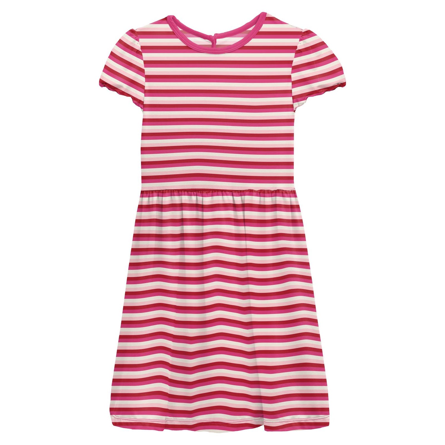 Print Flutter Sleeve Twirl Dress in Anniversary Candy Stripe (237918)
