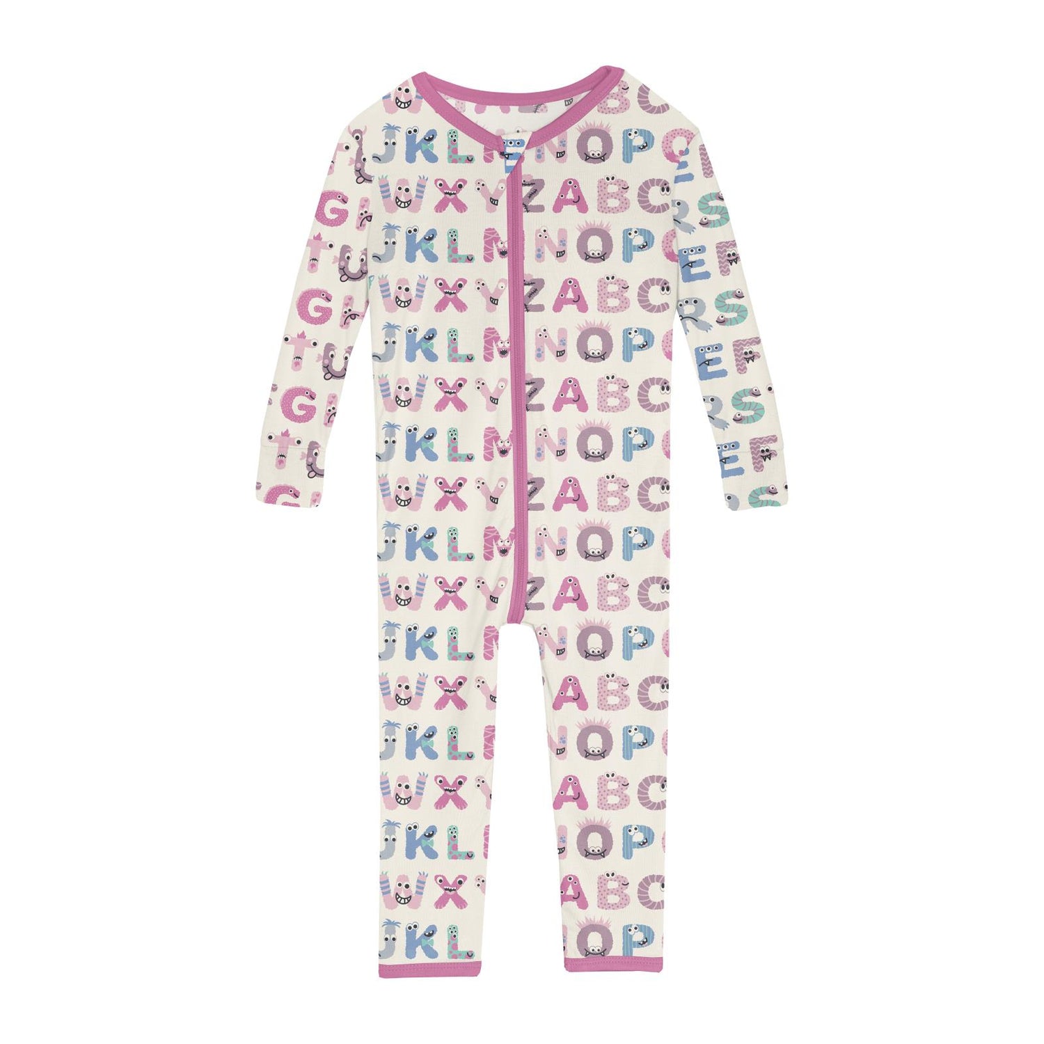 Print Convertible Sleeper with Zipper in Natural ABC Monsters