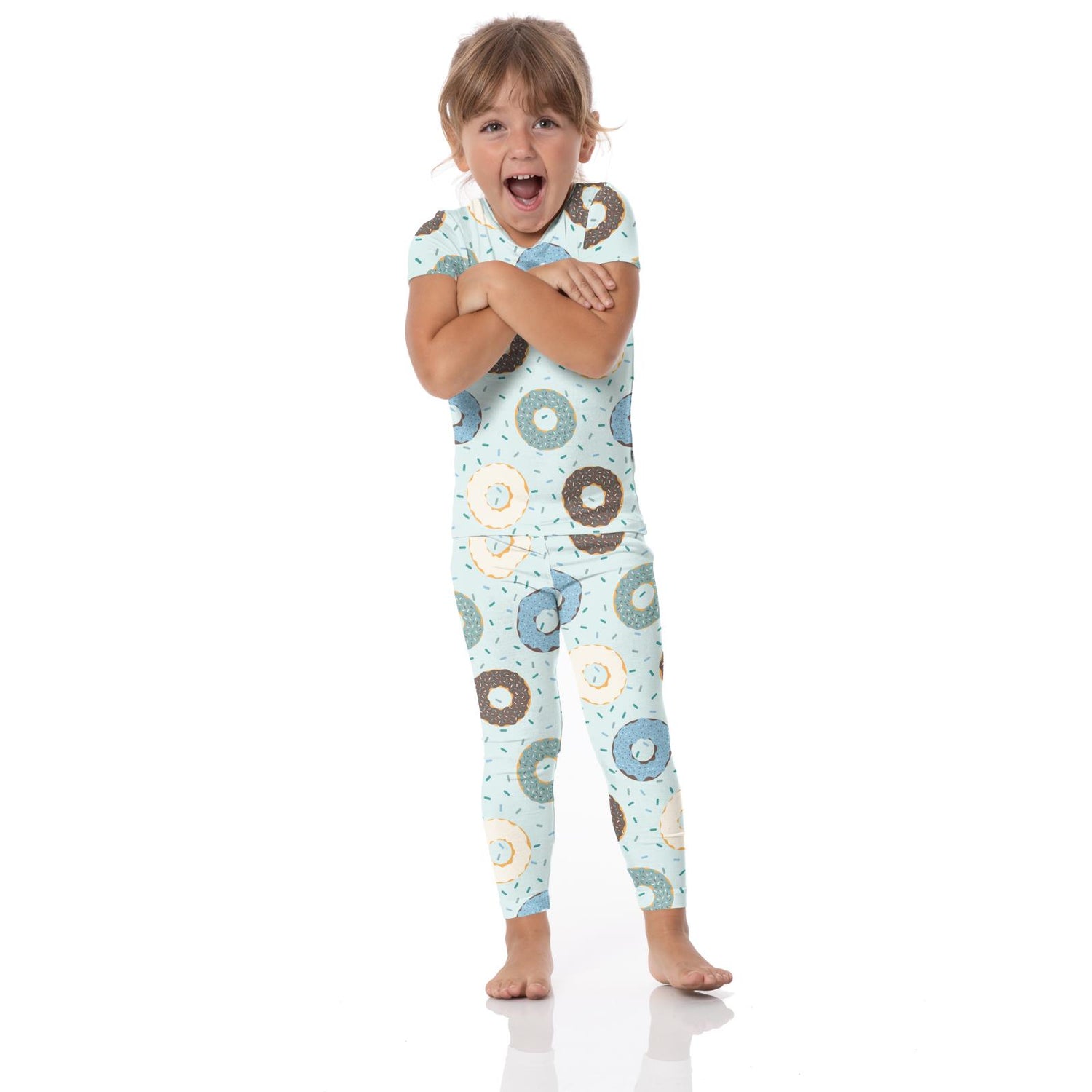 Print Short Sleeve Pajama Set in Fresh Air Donuts and Sprinkles (359546)