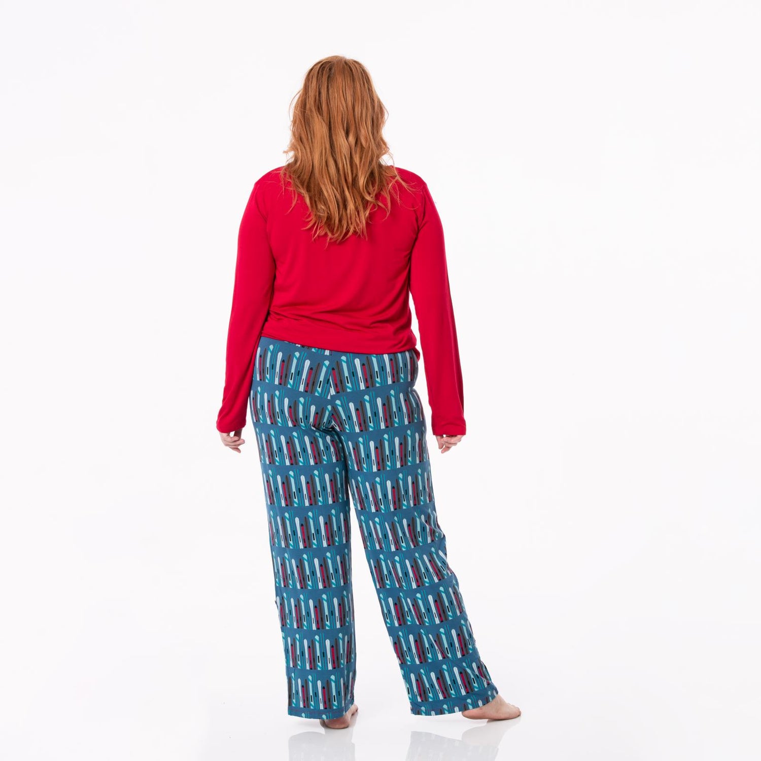 Women's Long Sleeve Relaxed Tee & Pajama Pants Set in Twilight Skis