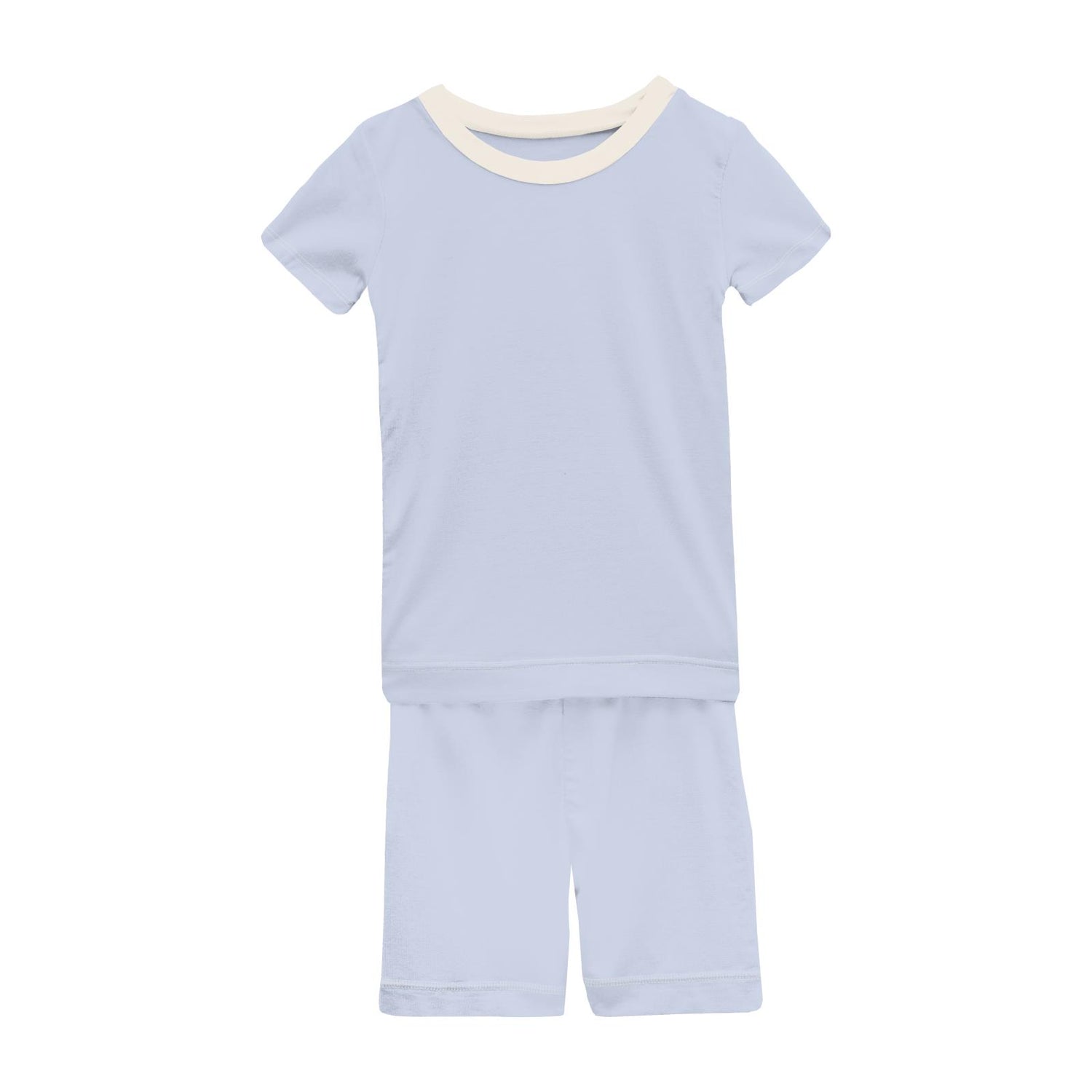 Short Sleeve Pajama Set with Shorts in Dew with Natural (272584)