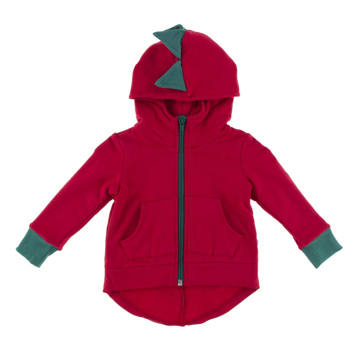 Fleece Dino Hooded Jacket in Crimson with Ivy (122032)