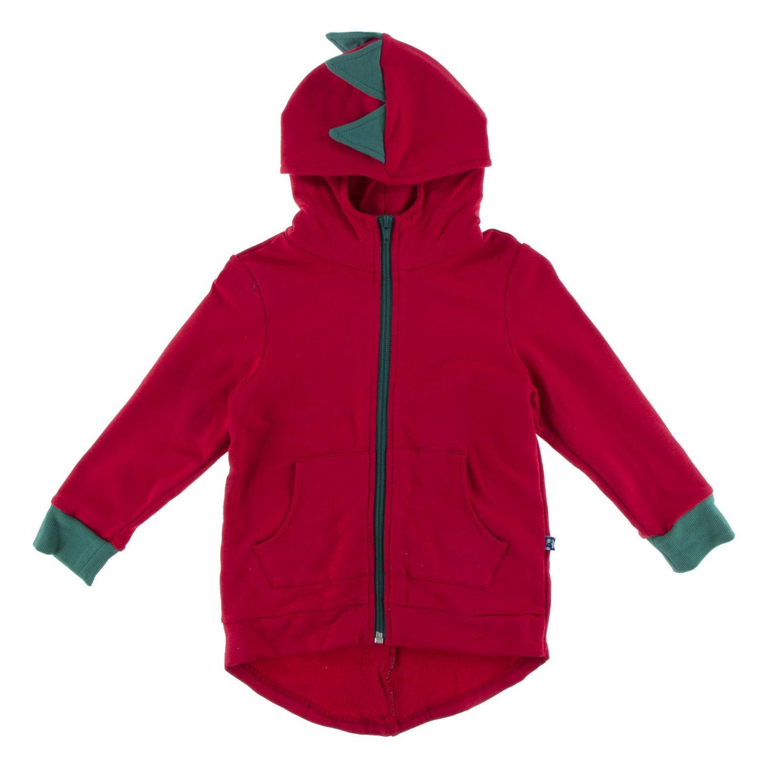 Fleece Dino Hooded Jacket in Crimson with Ivy (122042)