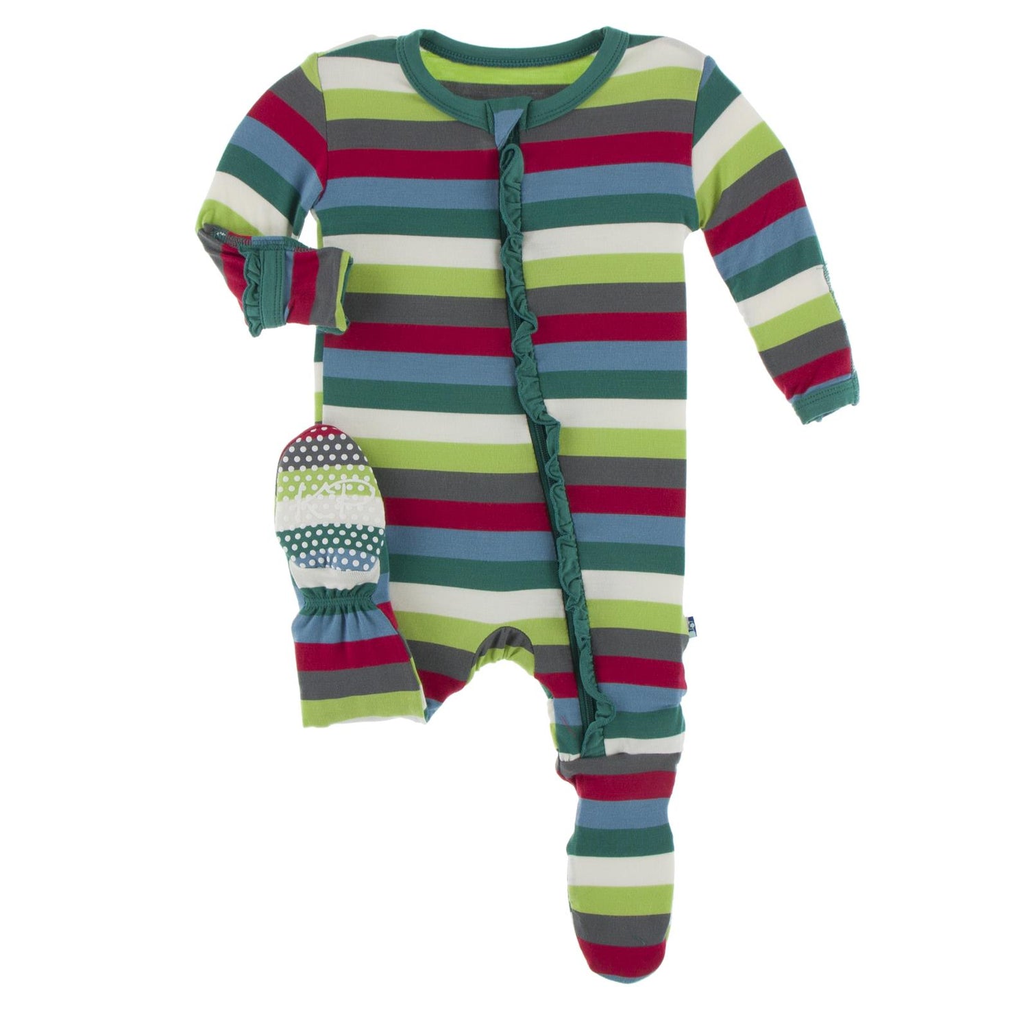 Print Classic Ruffle Footie with Zipper in 2020 Multi Stripe