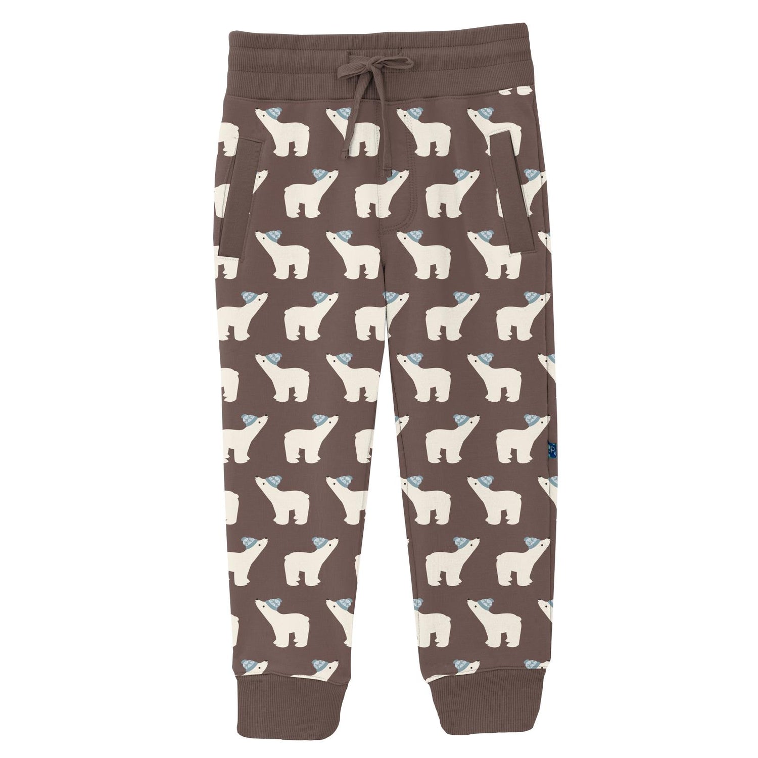 Print Fleece Joggers in Coffee Polar Bears