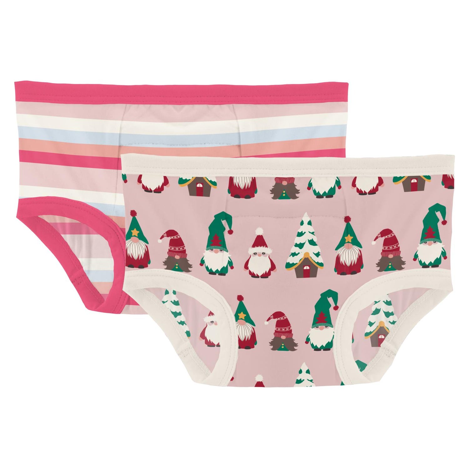Print Training Pants Set of 2 in Baby Rose Stripe & Baby Rose Gnomes