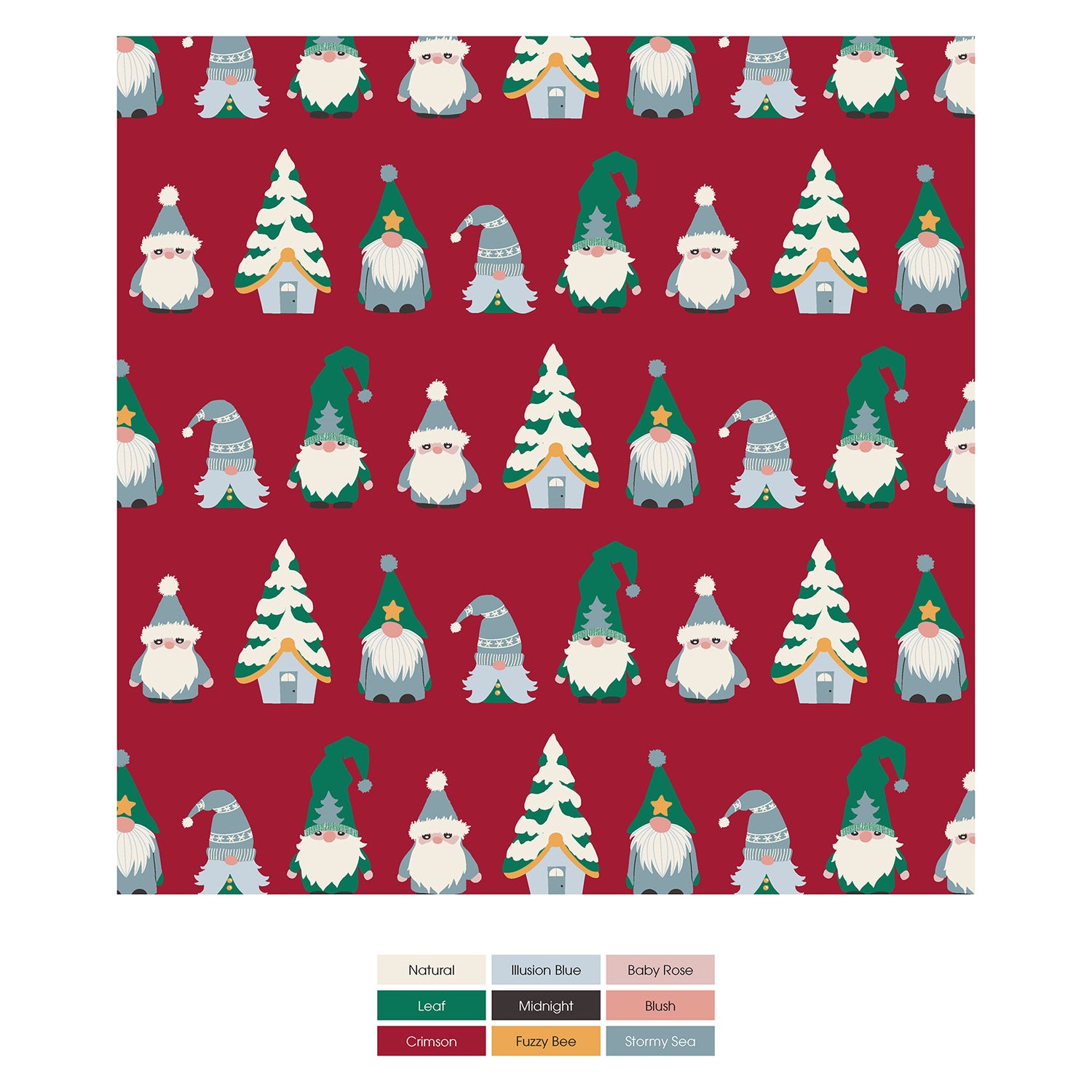 Print Dog Bandana in Crimson Gnomes