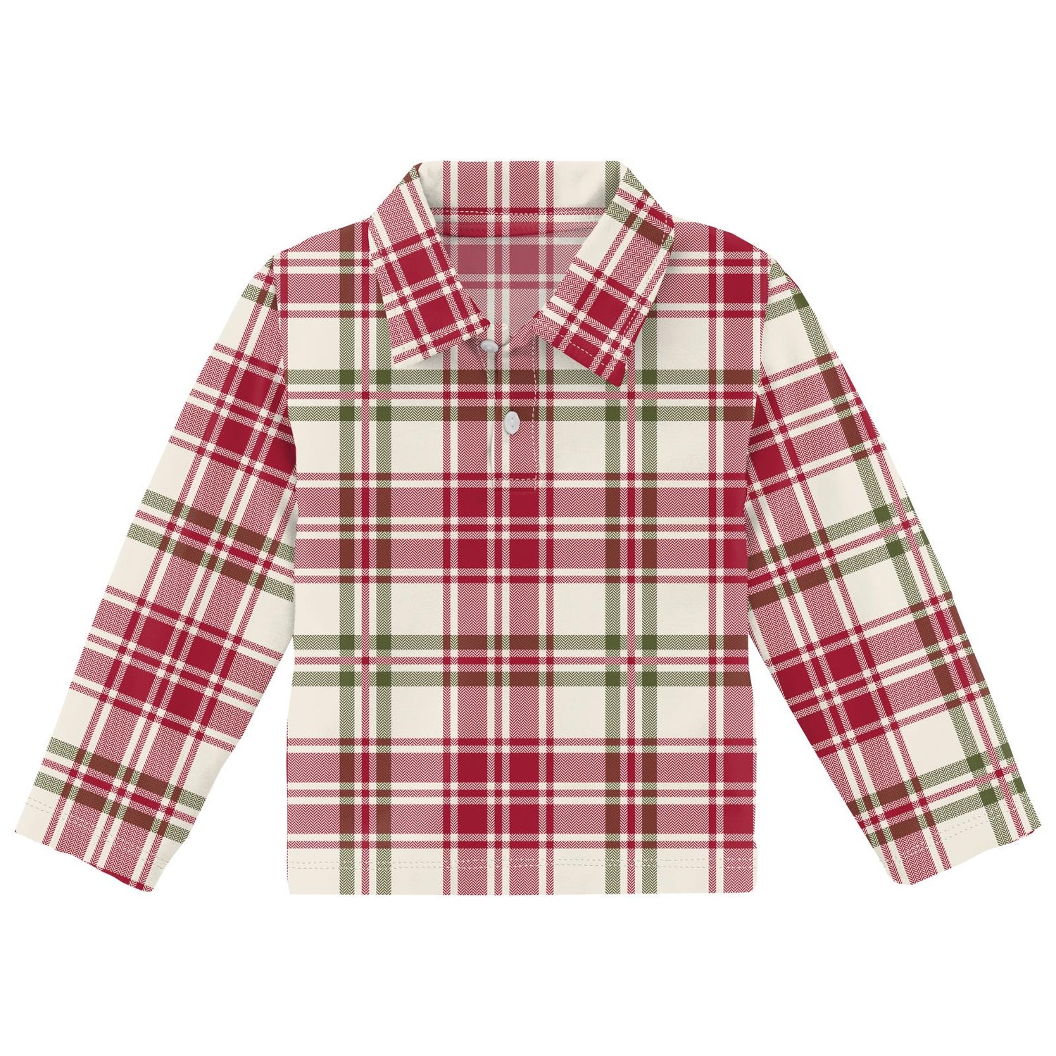 Print Long Sleeve Polo in Fireside Plaid (343176)