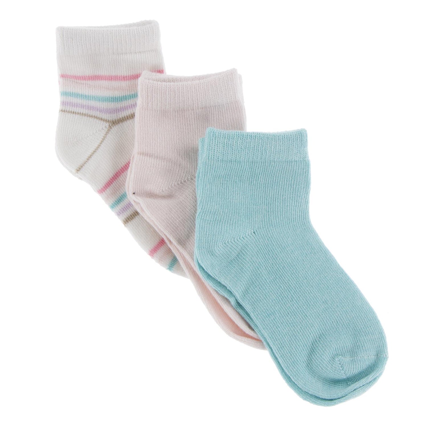 Ankle Socks Set of 3 in Macaroon, Cupcake Stripe and Summer Sky (124253)