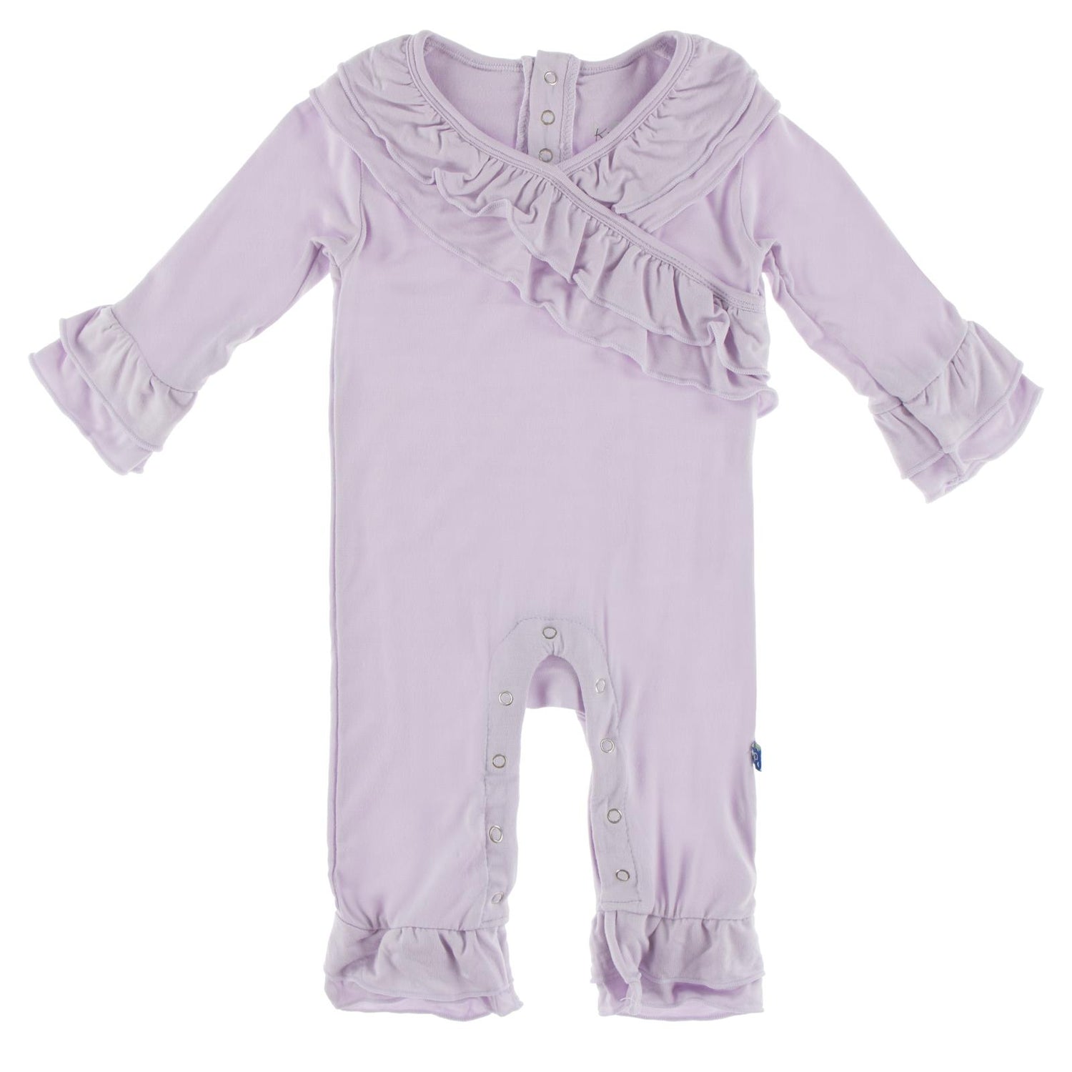 Long Sleeve Kimono Double Ruffle Romper in Thistle (125329)