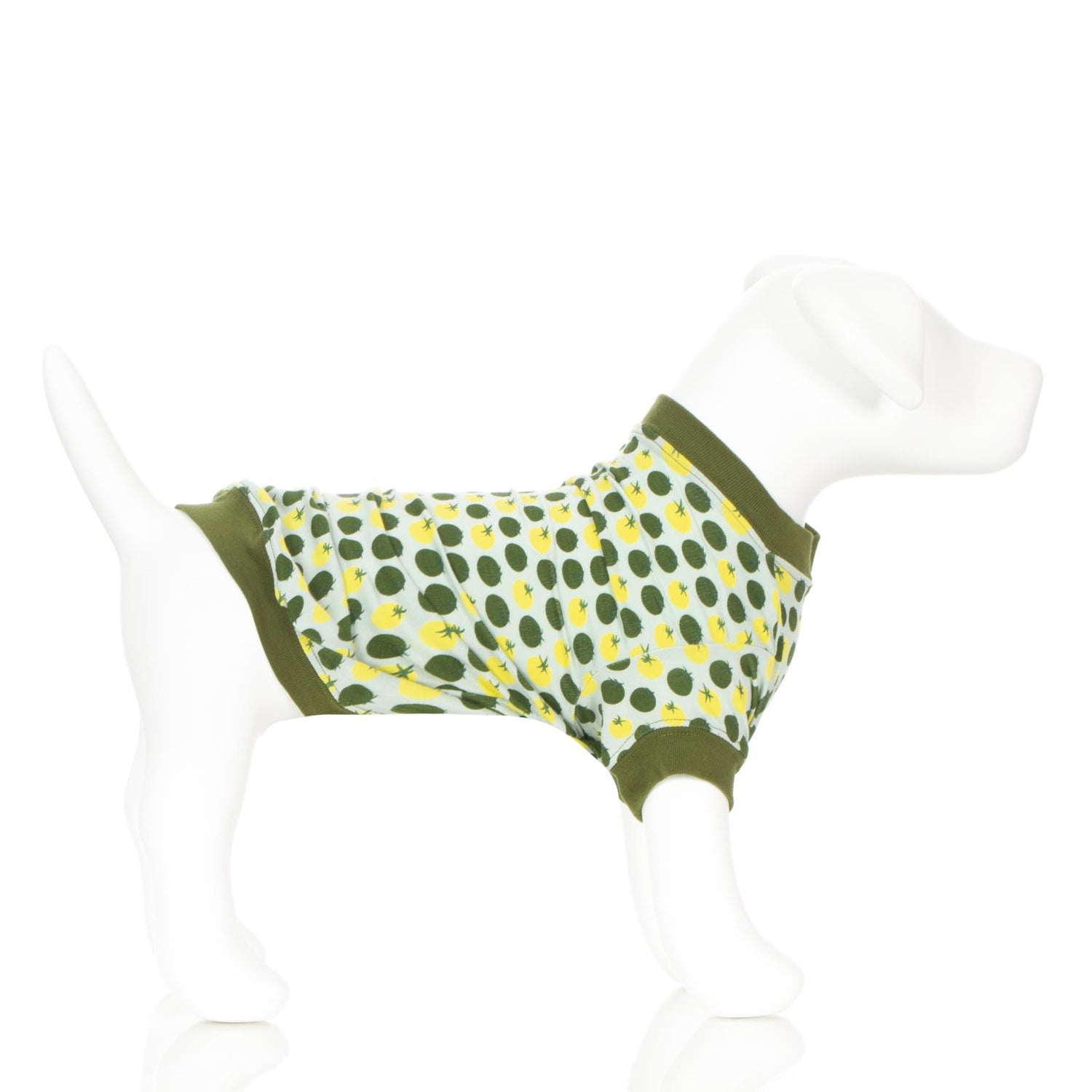 Print Dog Jammies in Aloe Tomatoes