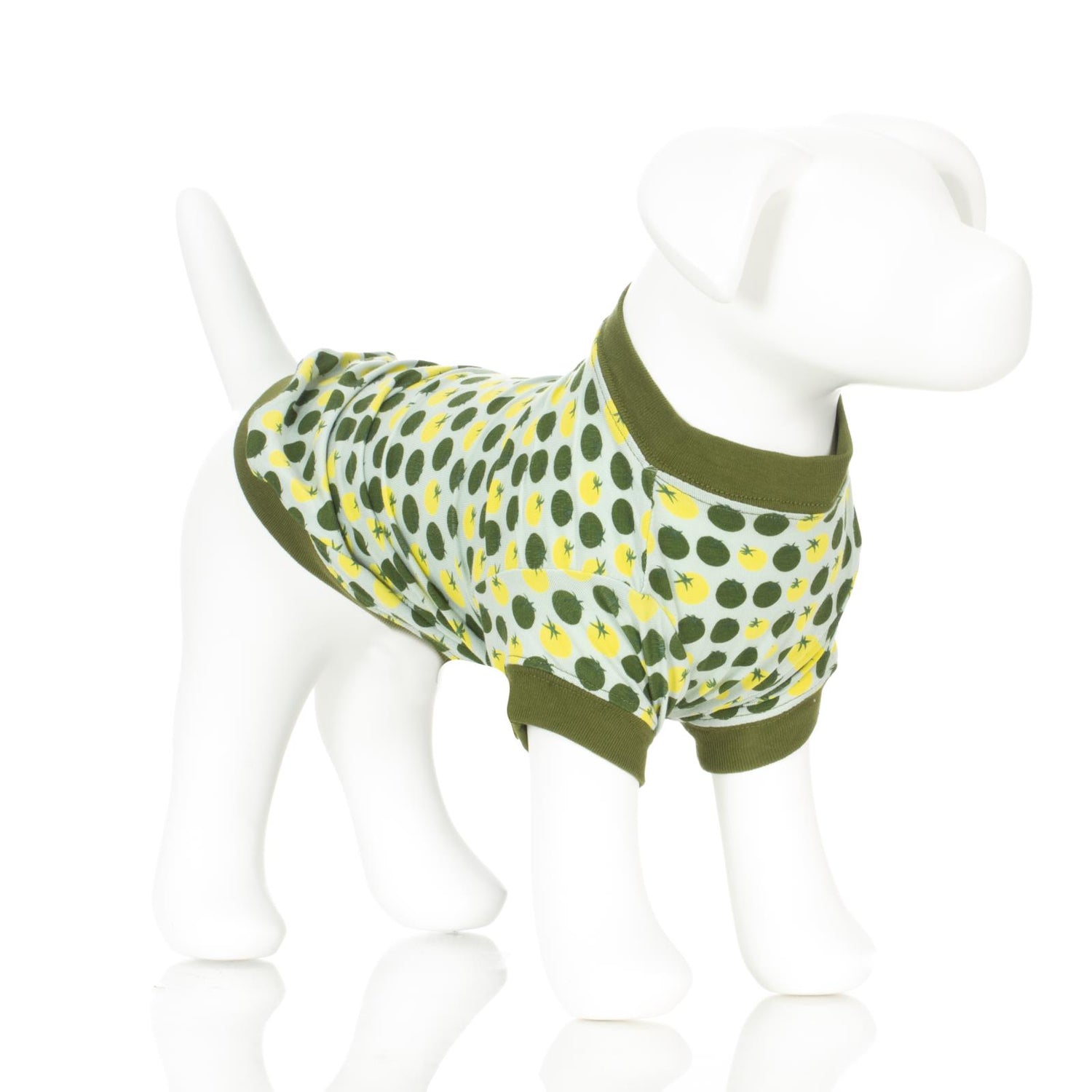 Print Dog Jammies in Aloe Tomatoes