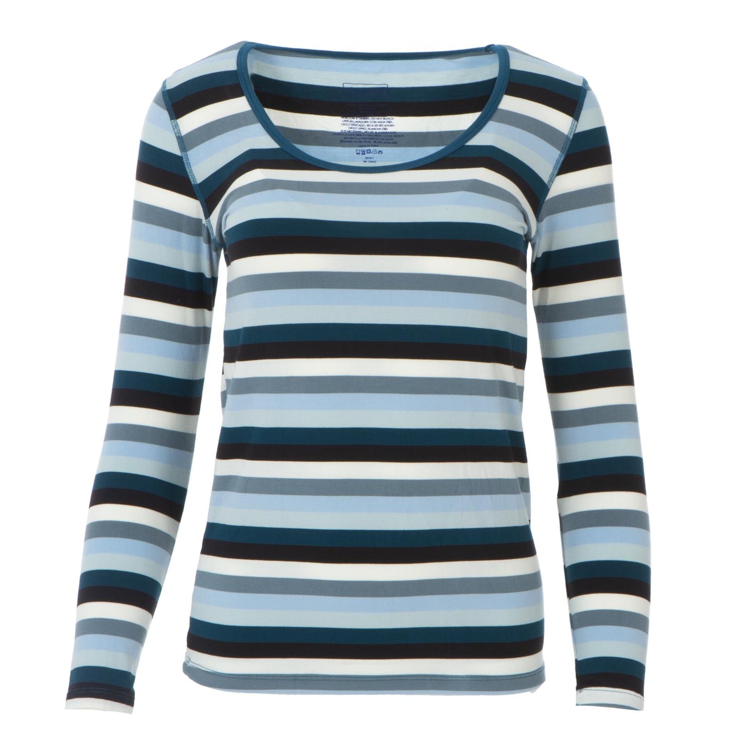 Print Long Sleeve Scoop Neck Tee in Meteorology Stripe