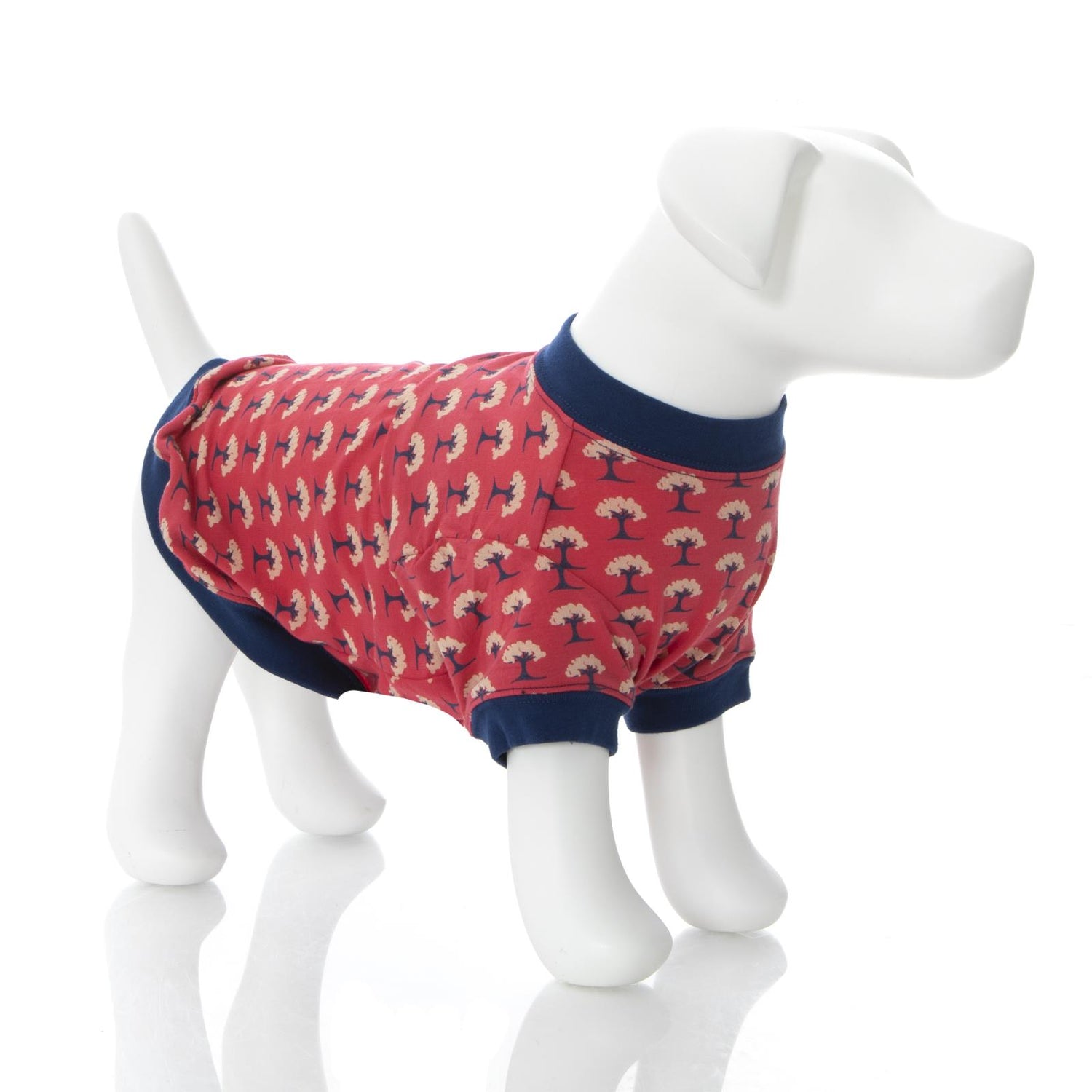 Print Dog Jammies in Red Ginger Mini Trees