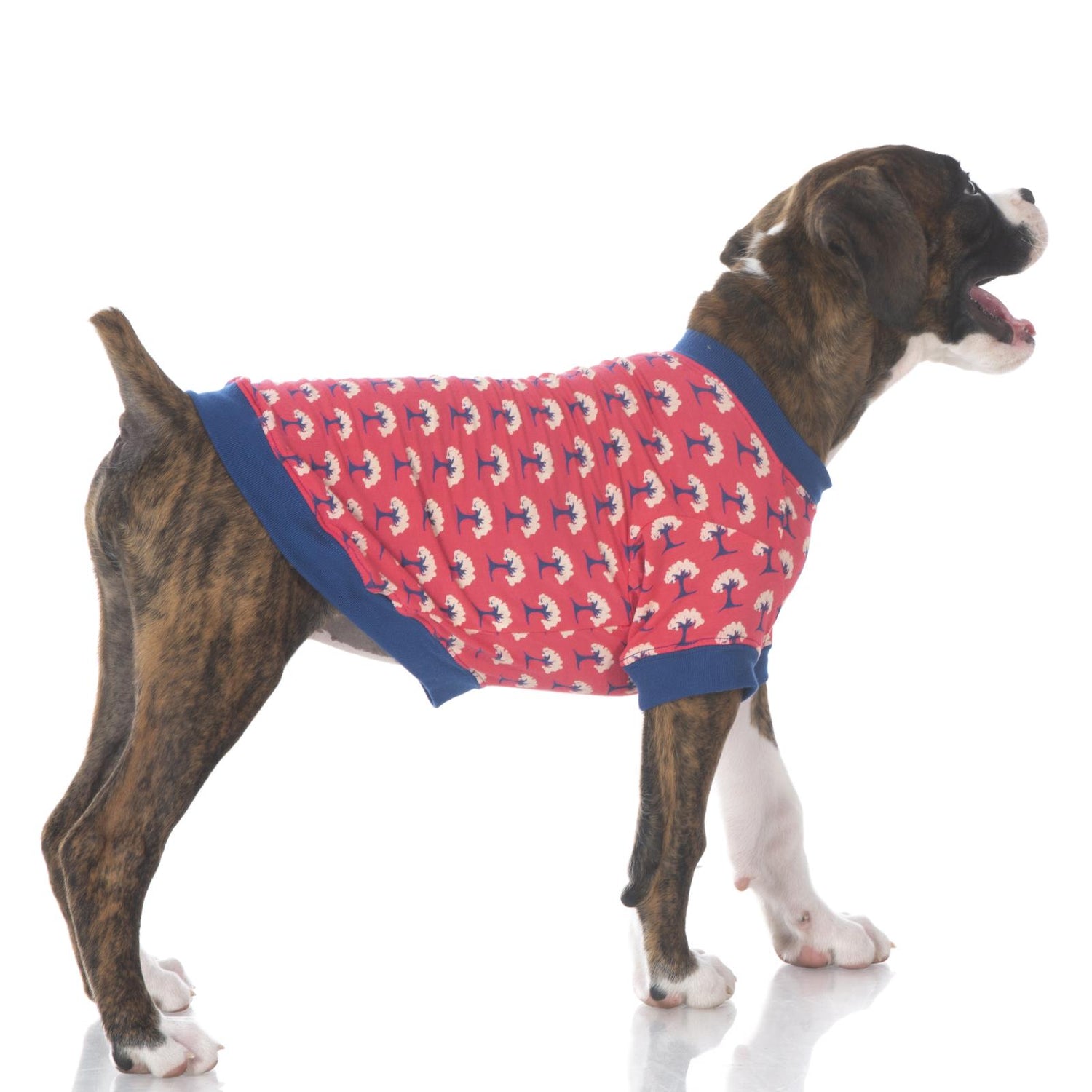 Print Dog Jammies in Red Ginger Mini Trees