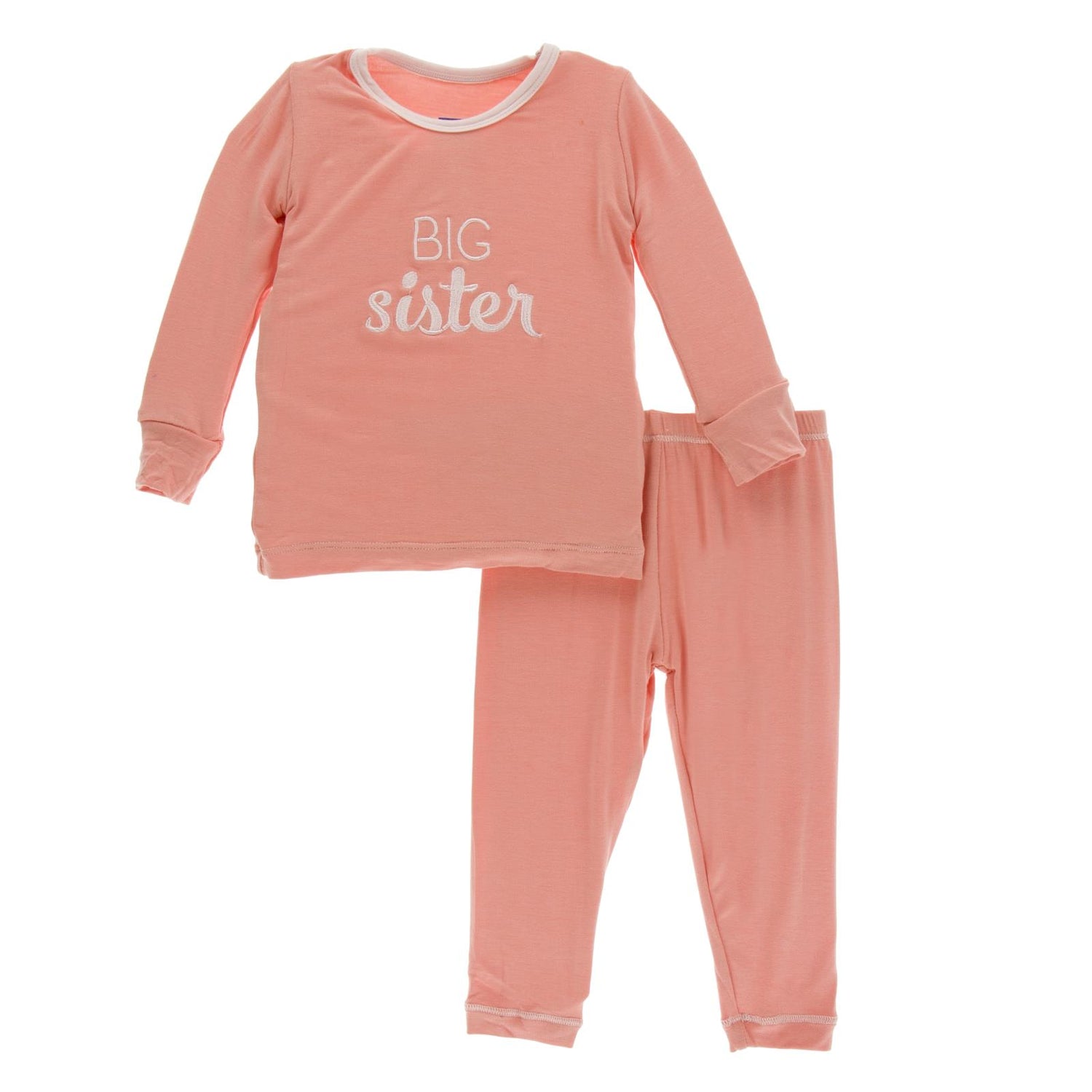 Long Sleeve Applique Pajama Set in Blush Big Sister (265618)