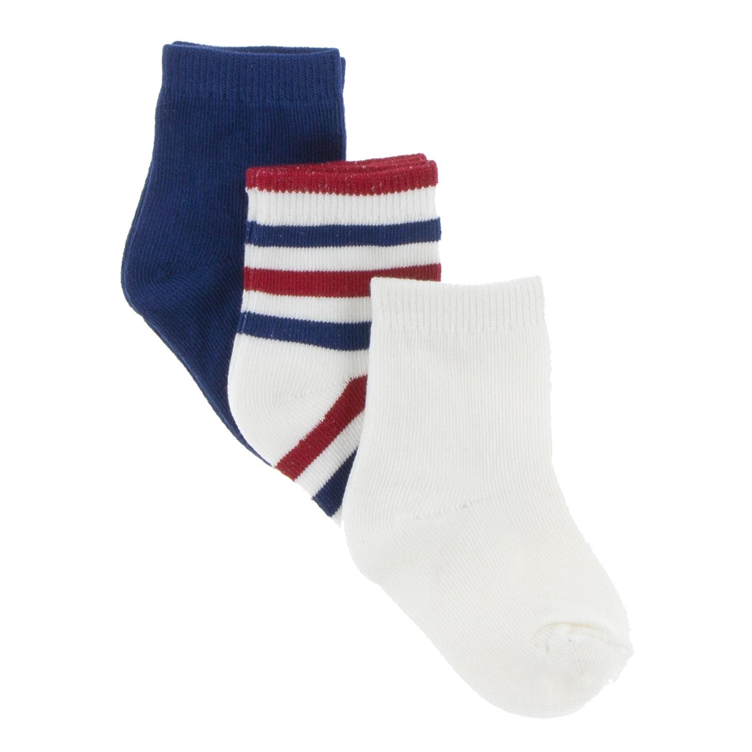 Socks (Set of 3) in Flag Blue, USA Stripe & Natural (339194)