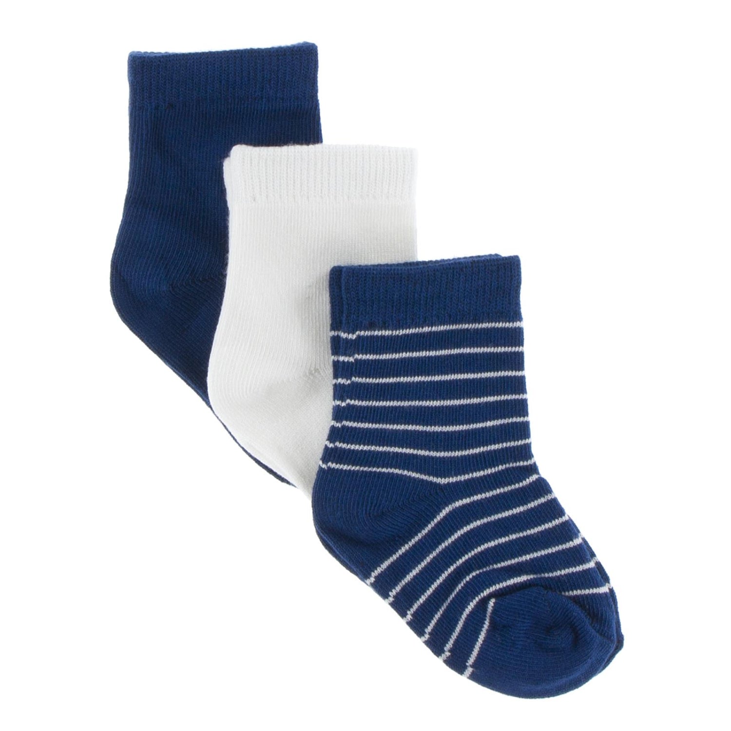 Socks (Set of 3) in Navy, Natural & Tokyo Navy Stripe (339201)