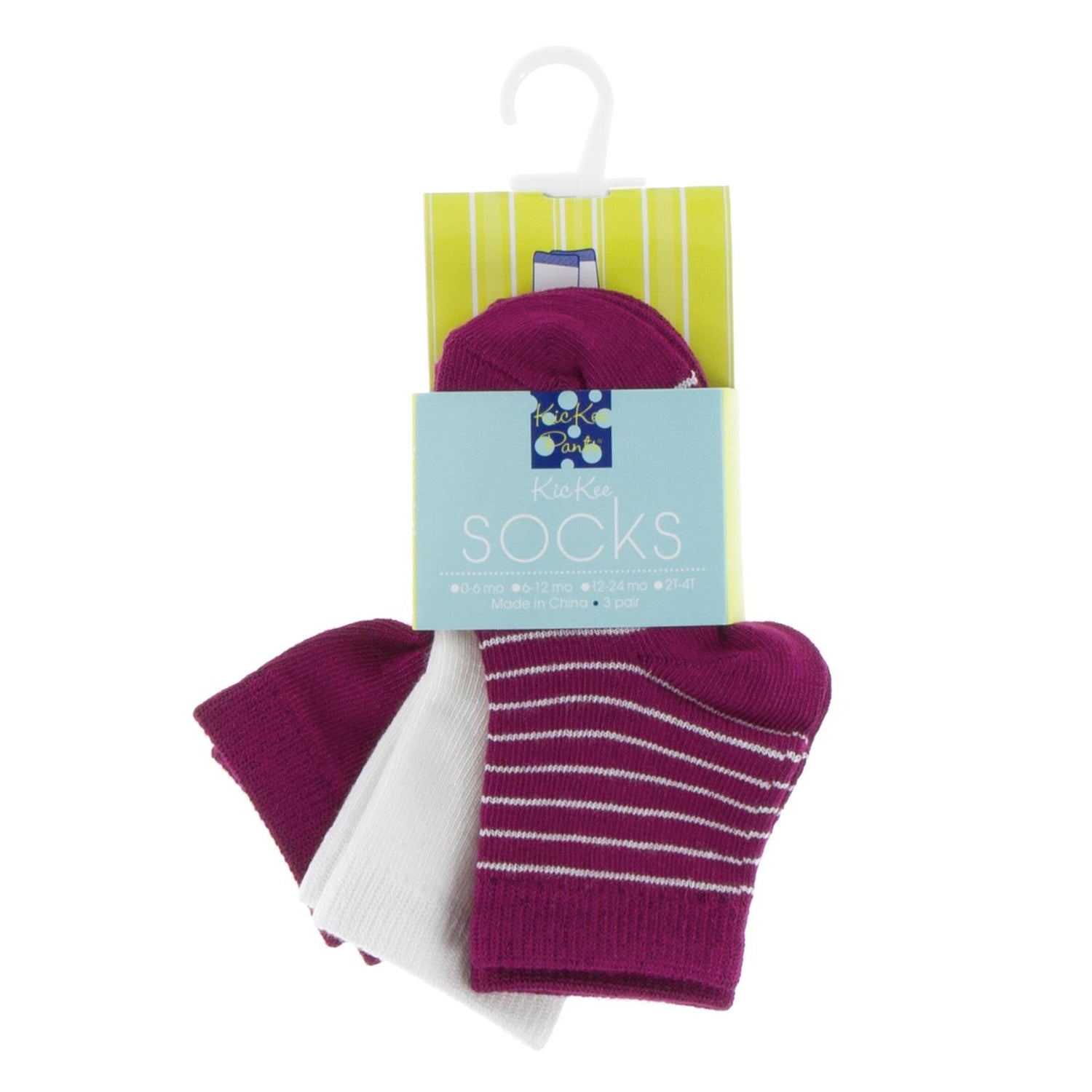 Socks (Set of 3) in Dragonfruit, Natural & Tokyo Dragonfruit Stripe (339232)