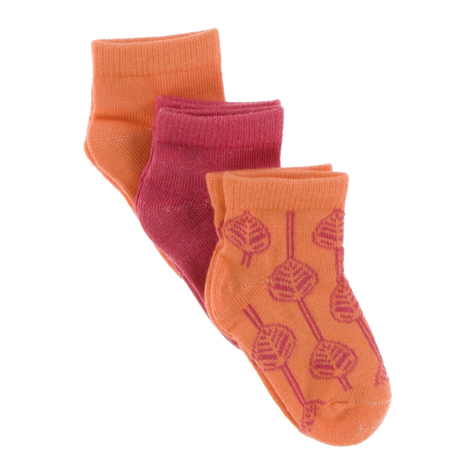 Low Ankle Sock Set in Nectarine, Red Ginger & Nectarine Leaf Lattice (339241)