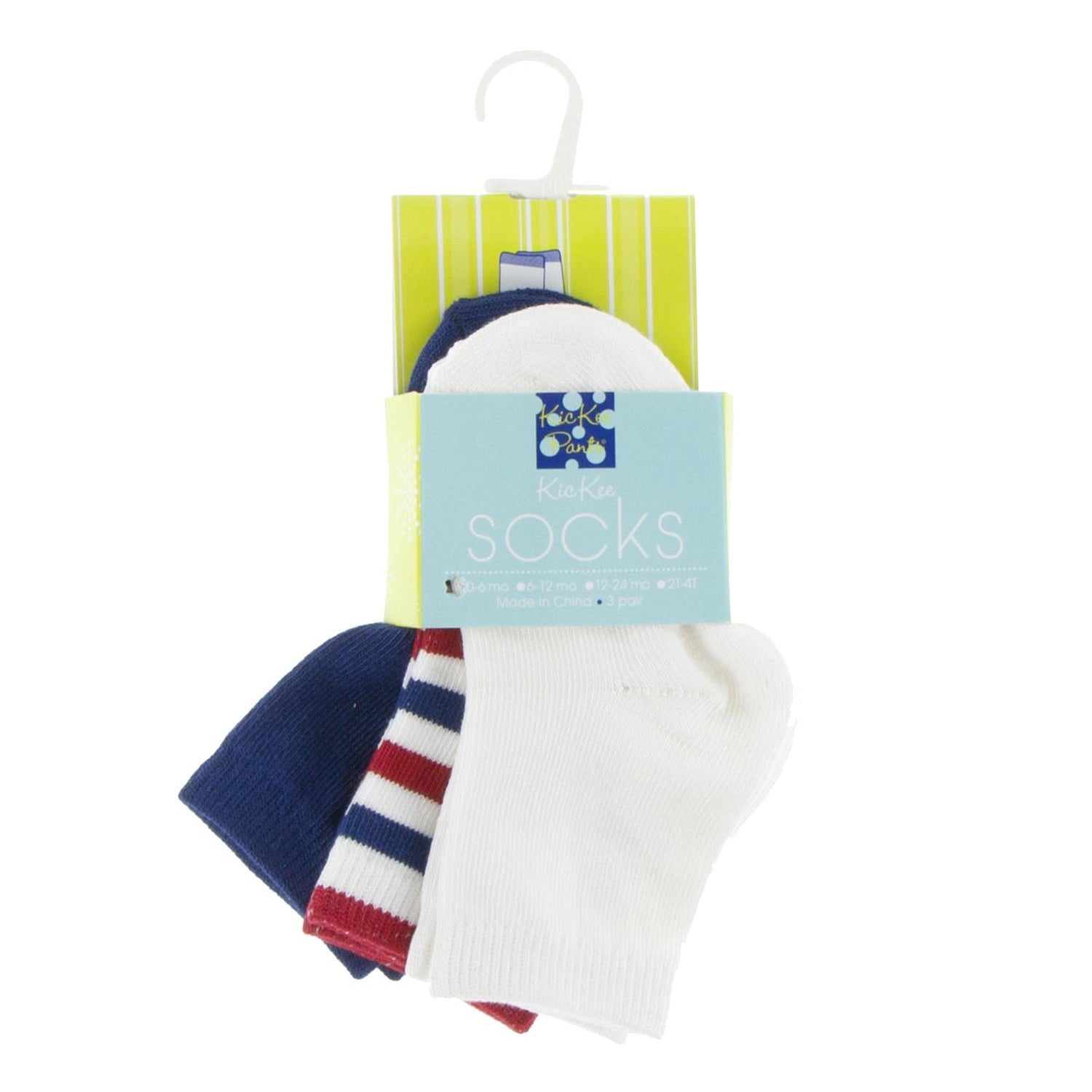 Socks (Set of 3) in Flag Blue, USA Stripe & Natural (339243)