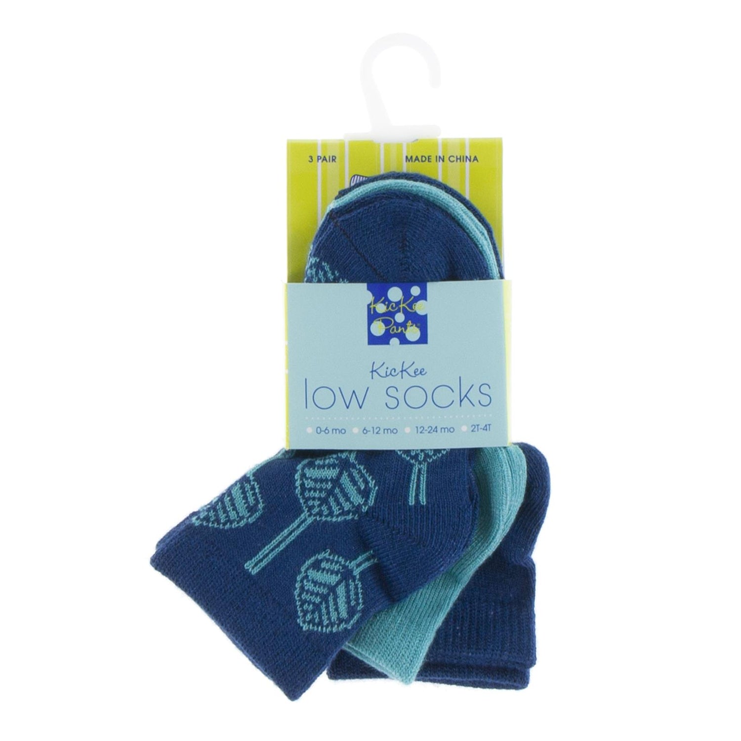 Low Ankle Sock Set in Navy, Neptune & Navy Leaf Lattice (339260)