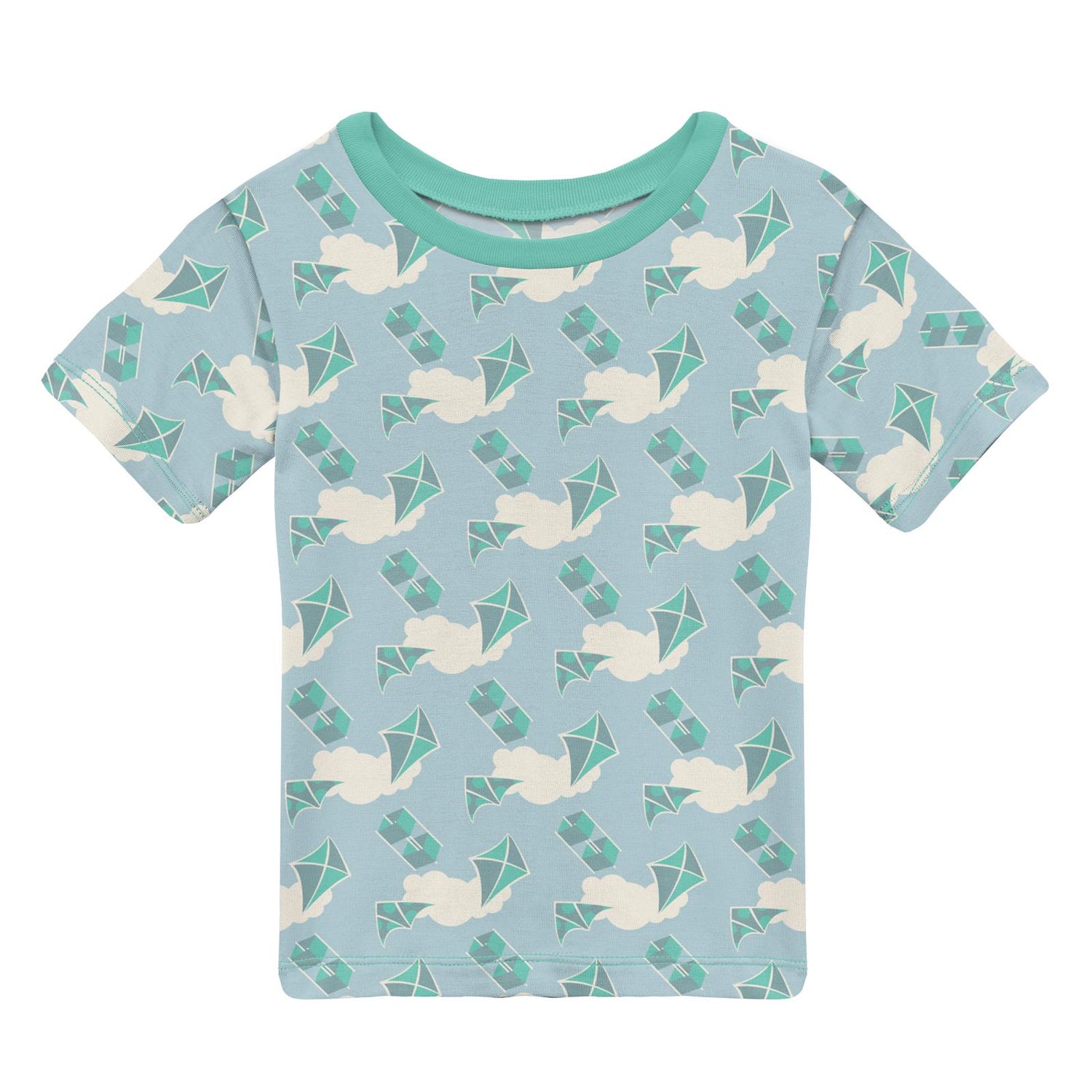 Print Short Sleeve Easy Fit Crew Neck Tee in Windy Day Kites (216125)