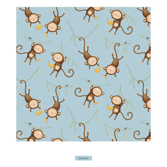 Print Fluffle Sleep Bag in Spring Sky Monkeys & Bananas (378739)