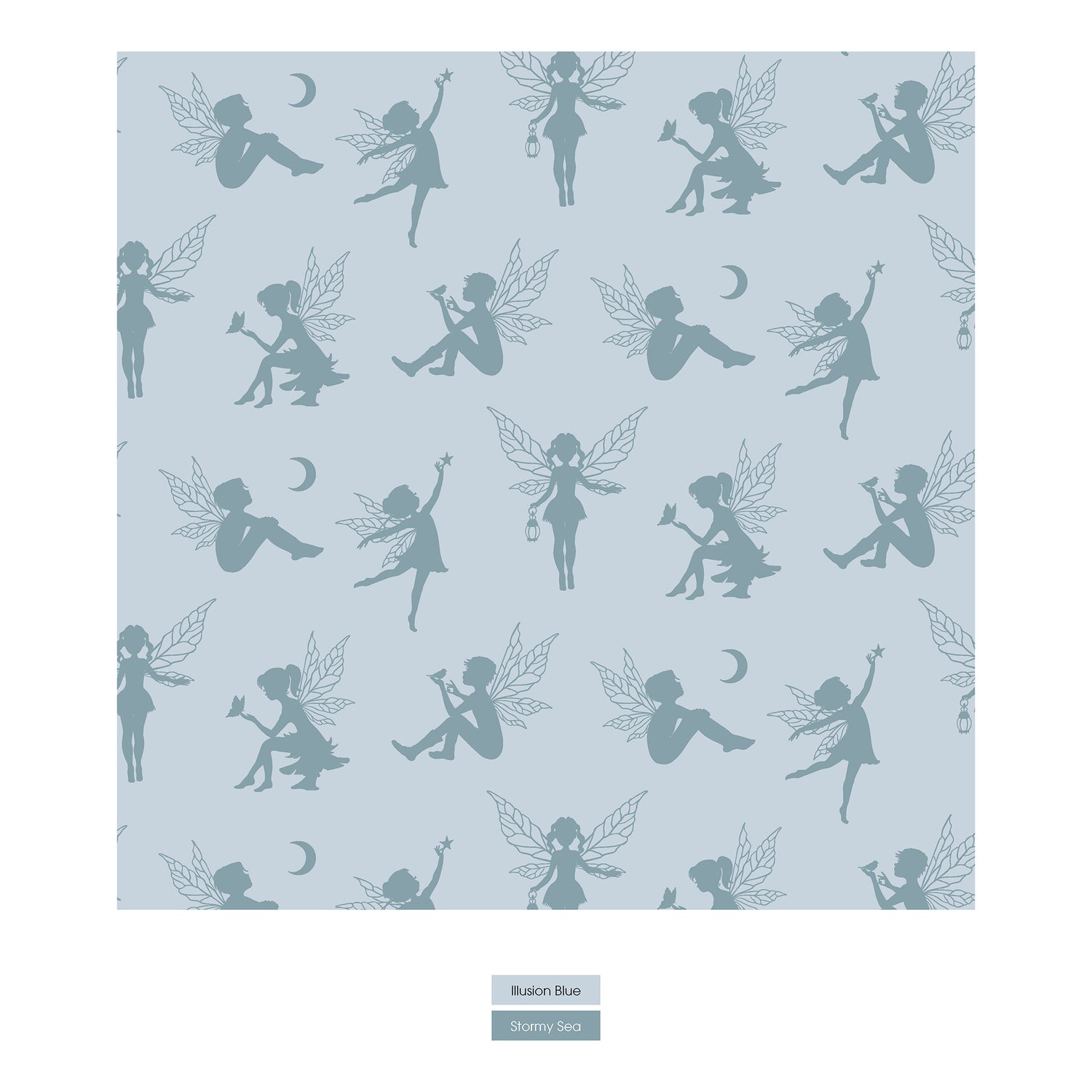 Print Long Sleeve Pajama Set in Illusion Blue Forest Fairies (295505)