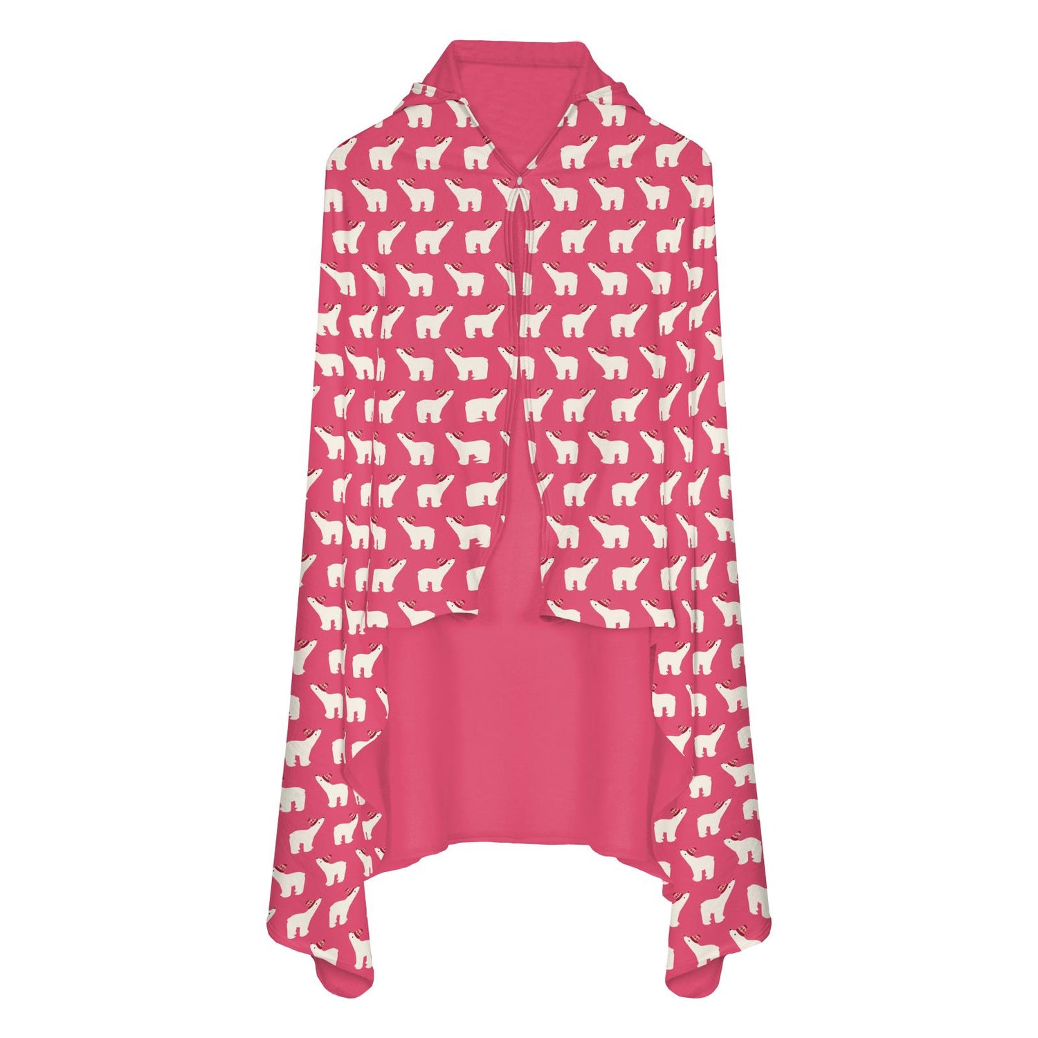 Print Fleece Hooded Blanket in Winter Rose Polar Bears