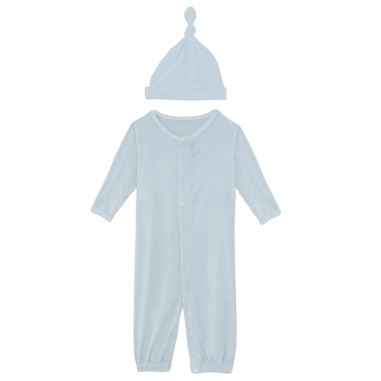 Layette Gown Converter & Single Knot Hat Set in Illusion Blue