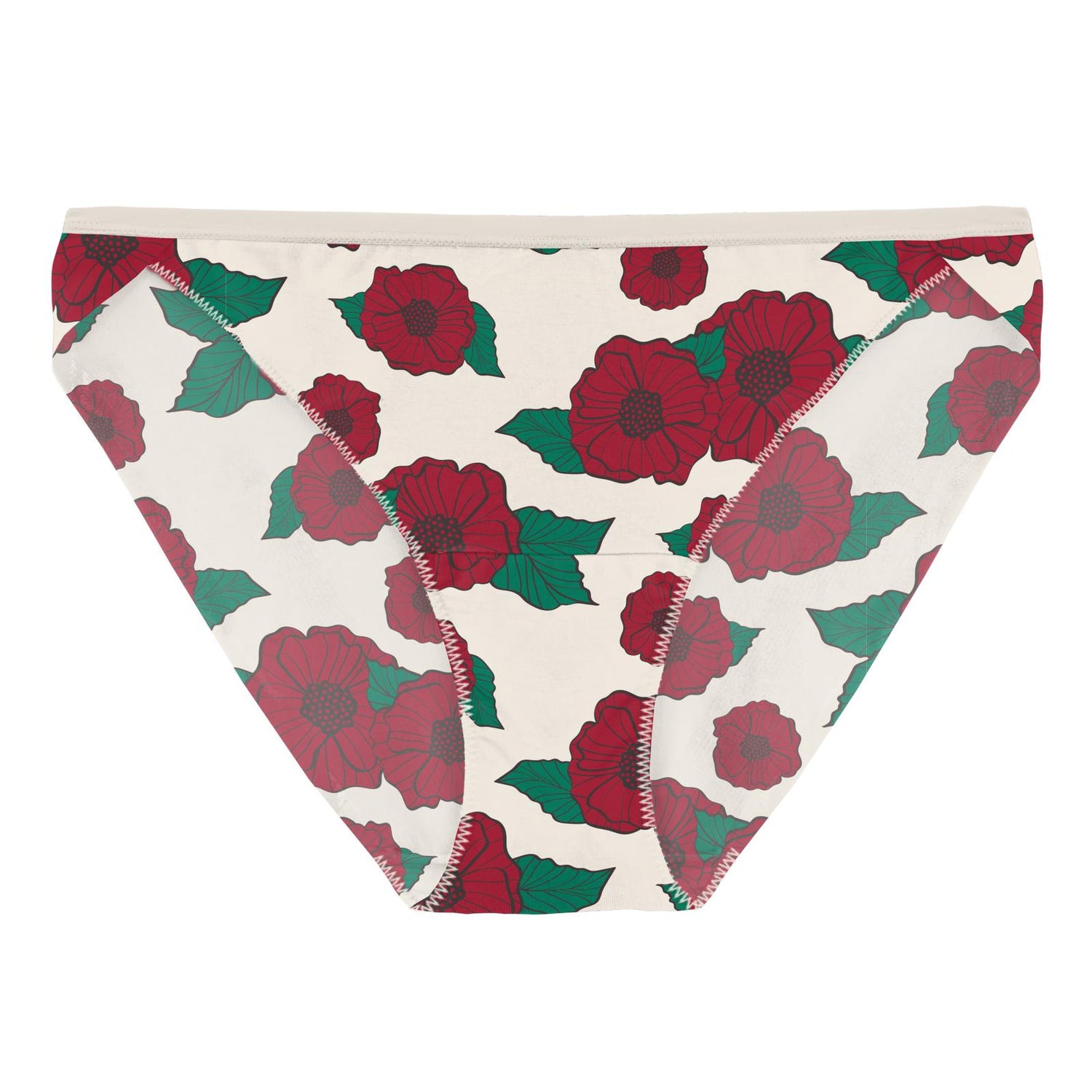 Women's Print Bikini Brief in Holiday Poppies