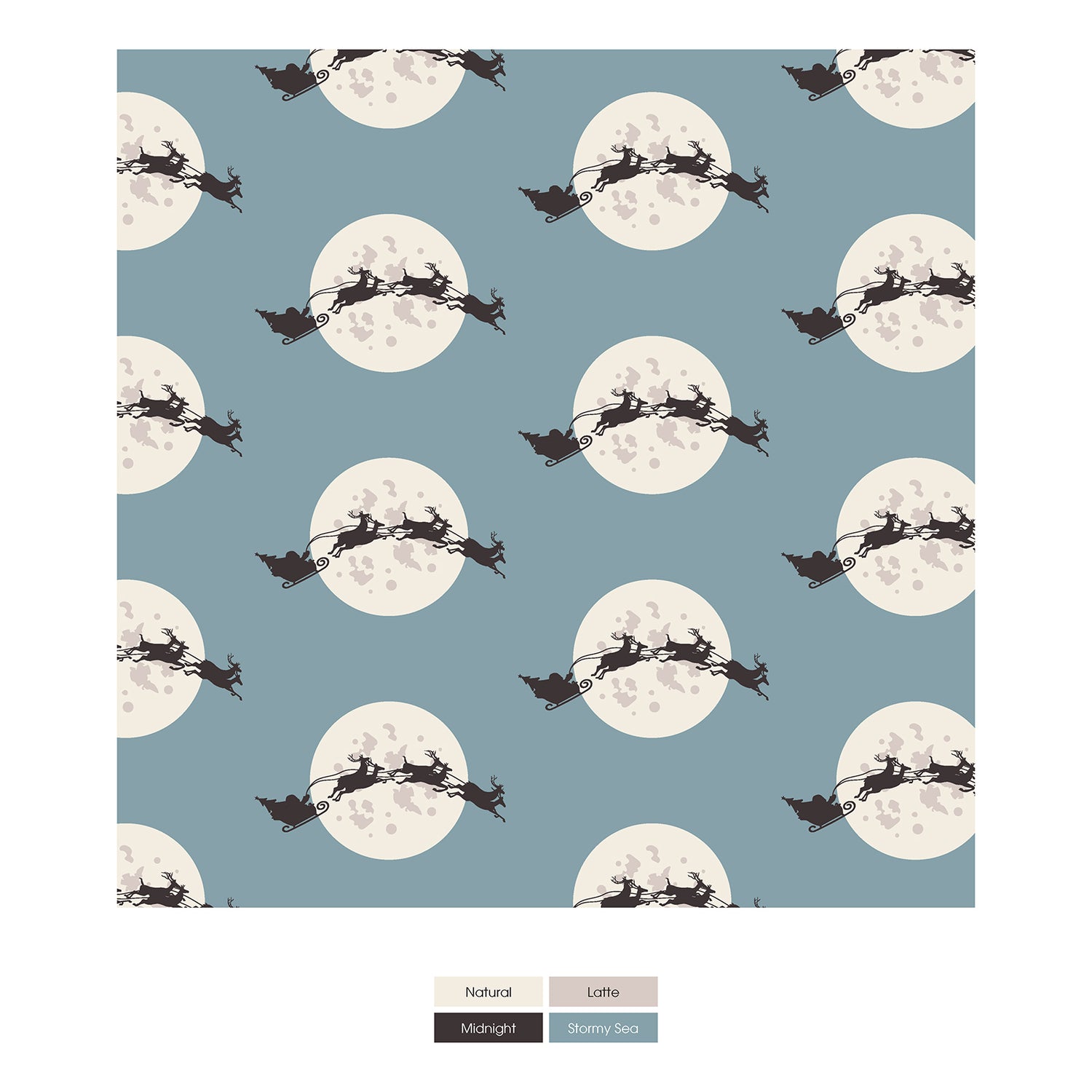 Print Long Sleeve Pajama Set in Stormy Sea Santa's Sleigh (349659)