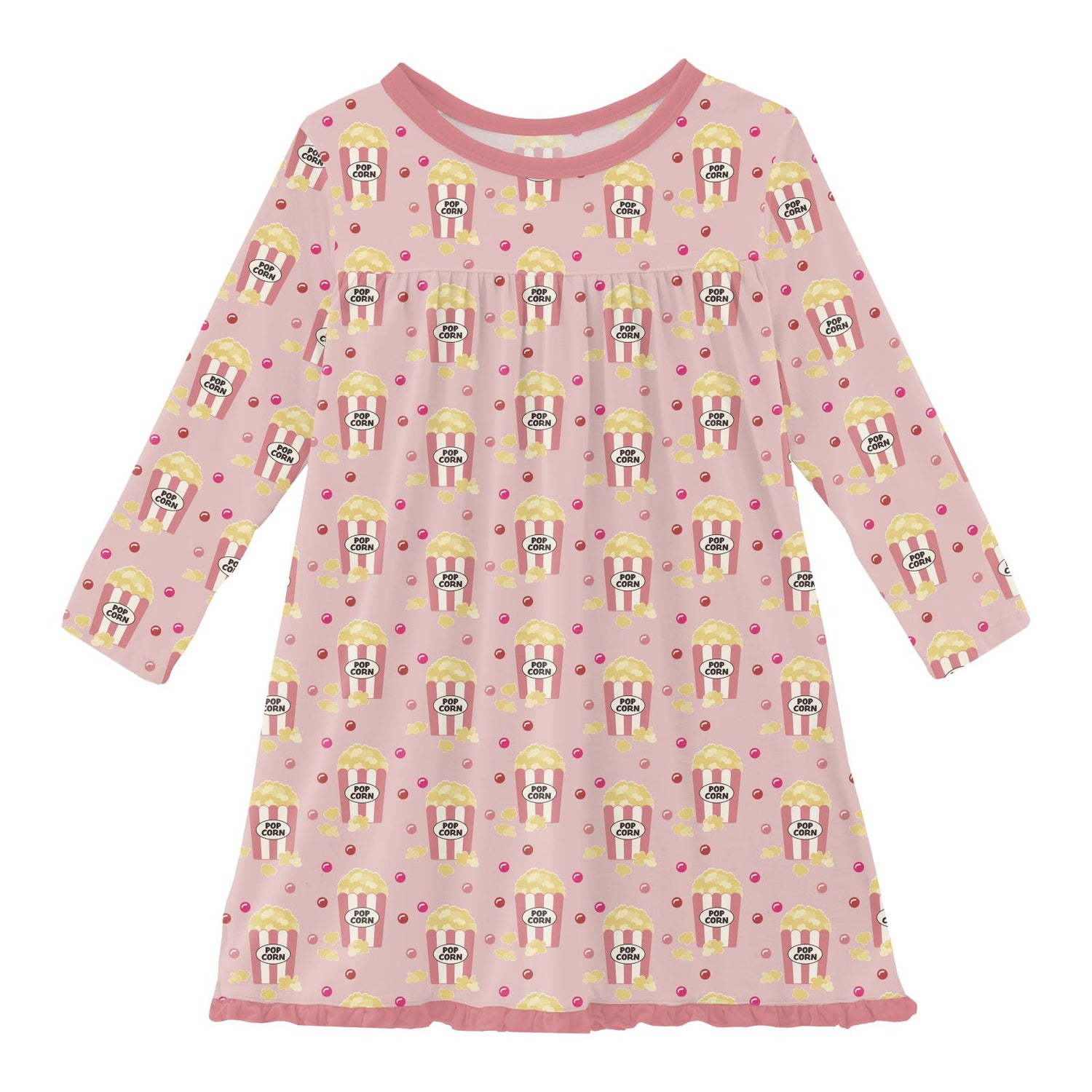 Print Long Sleeve Swing Dress in Baby Rose Movie Night (352889)