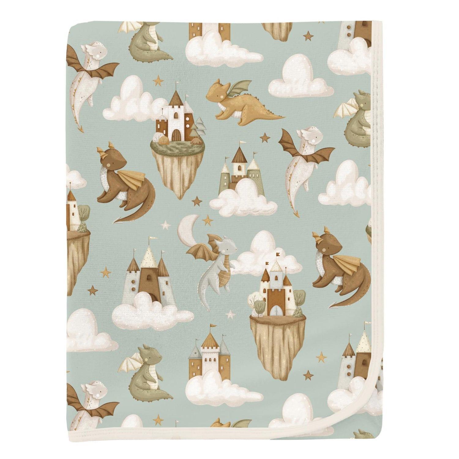 Print Swaddling Blanket in Aloe Castles and Clouds (353429)