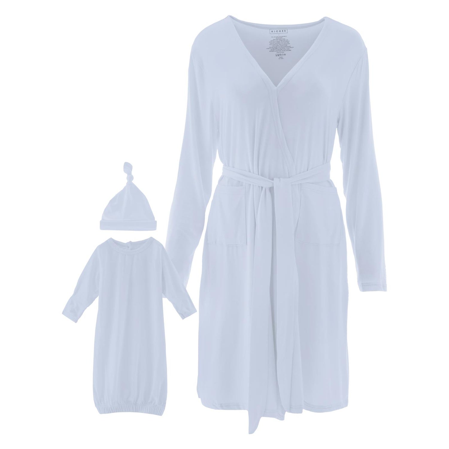 Women's Mid Length Lounge Robe & Layette Gown Set in Dew