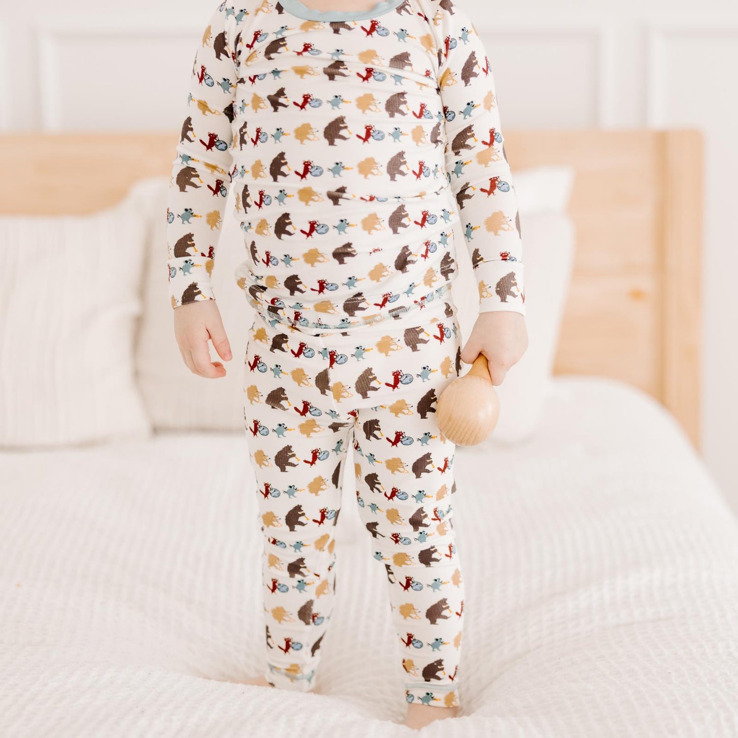 Print Long Sleeve Pajama Set in Natural Marching Band