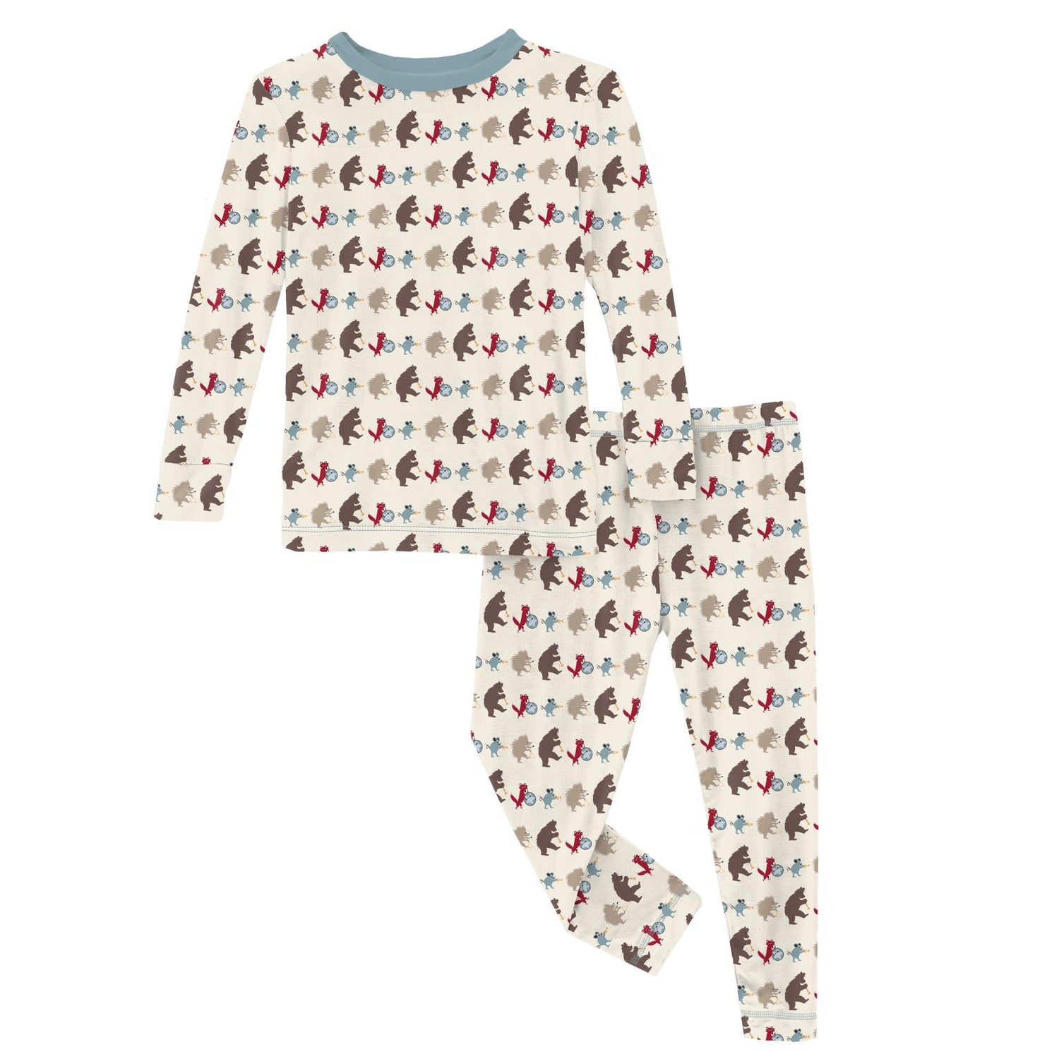 Print Long Sleeve Pajama Set in Natural Marching Band