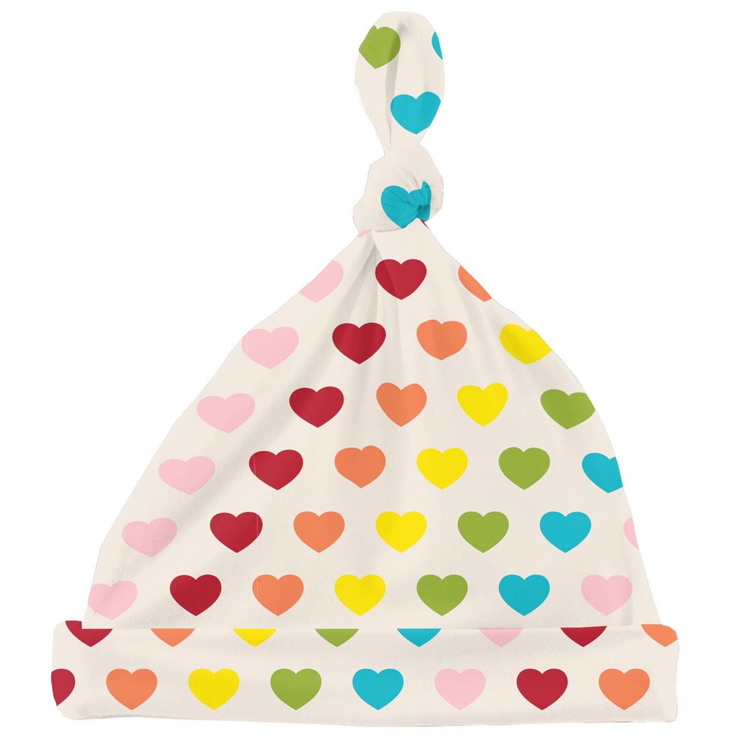 Print Knot Hat in Rainbow Hearts (342691)